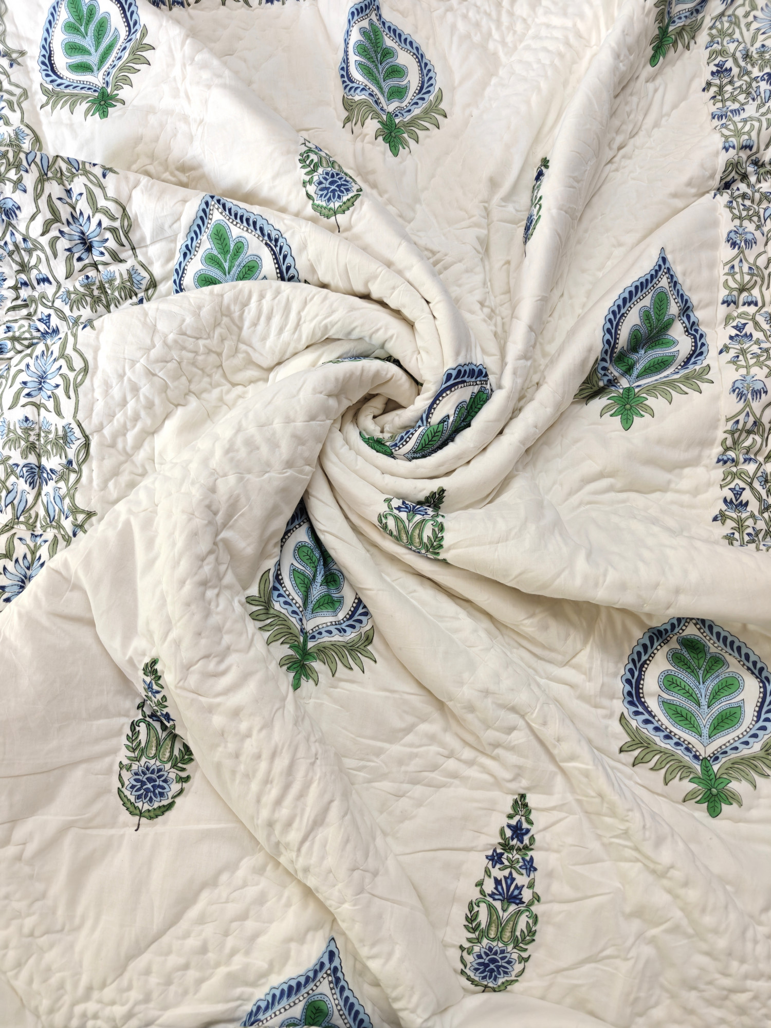 Hand Block Print Mulmul Quilt - BotaniCraft Soft Jaipuri Razai Double