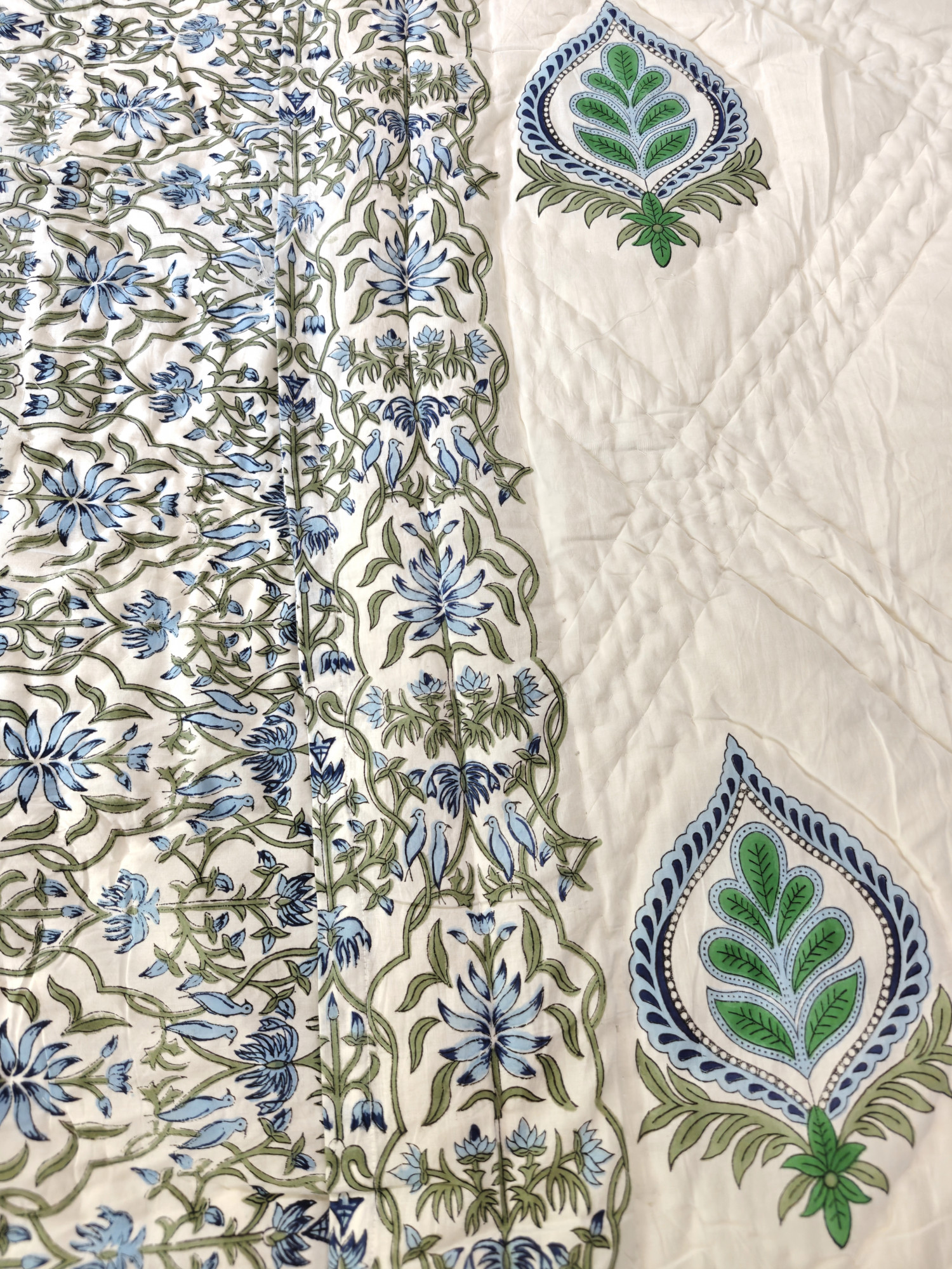 Hand Block Print Mulmul Quilt - BotaniCraft Soft Jaipuri Razai Double