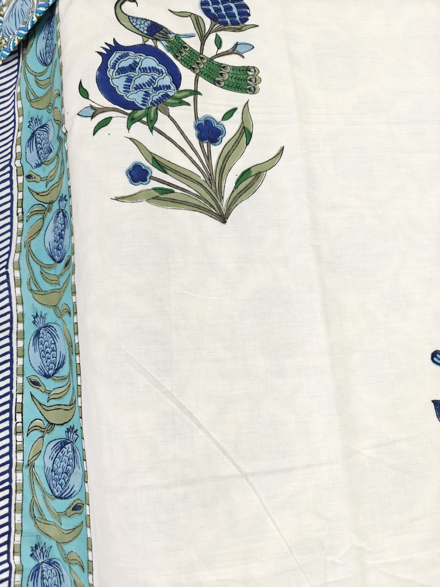 Block Print Dohar - Regal Peacock Reversible Hand Block Print Jaipuri