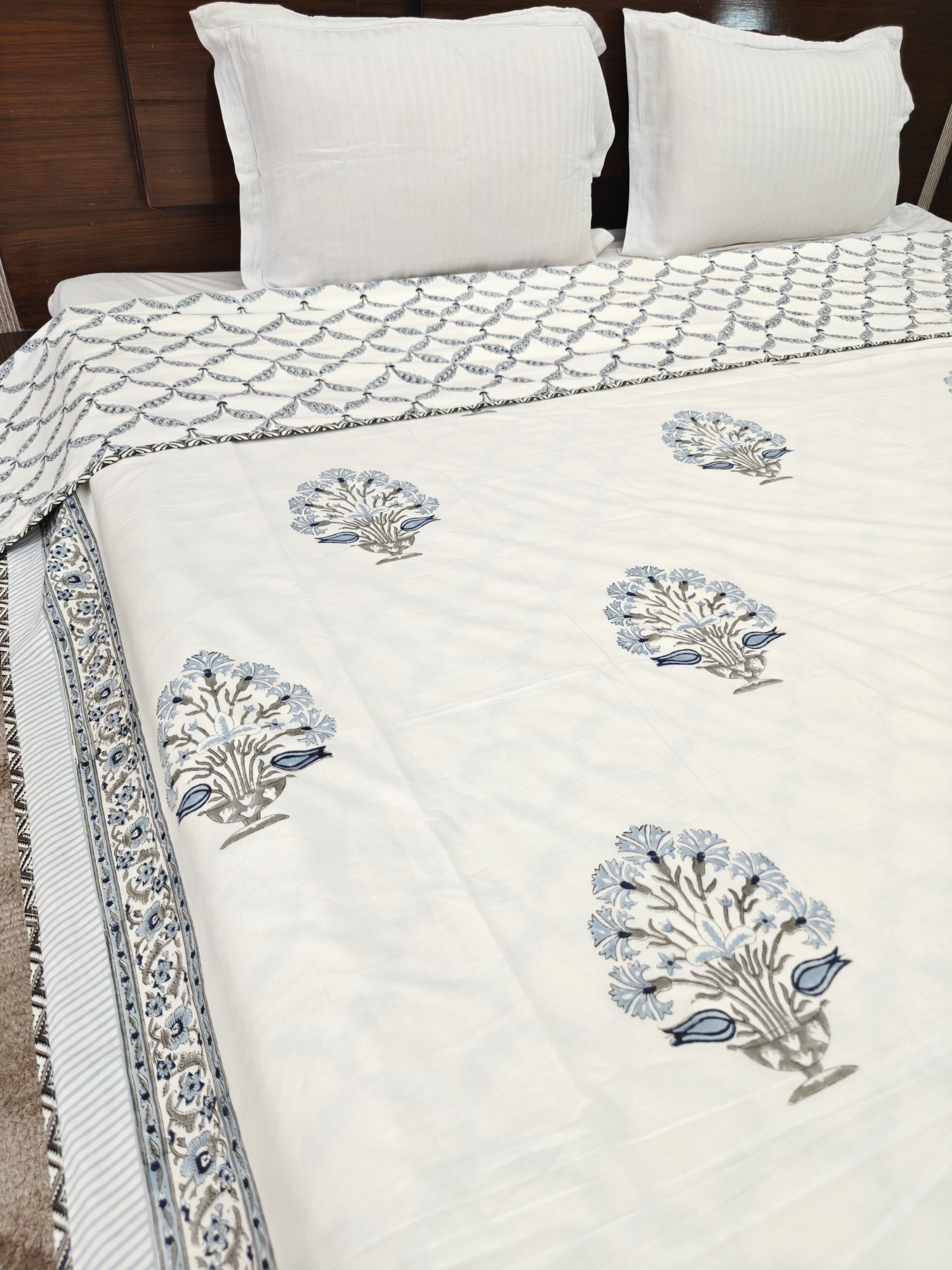 Block Print Dohar - Earthen Grace Reversible Hand Block Print Jaipuri