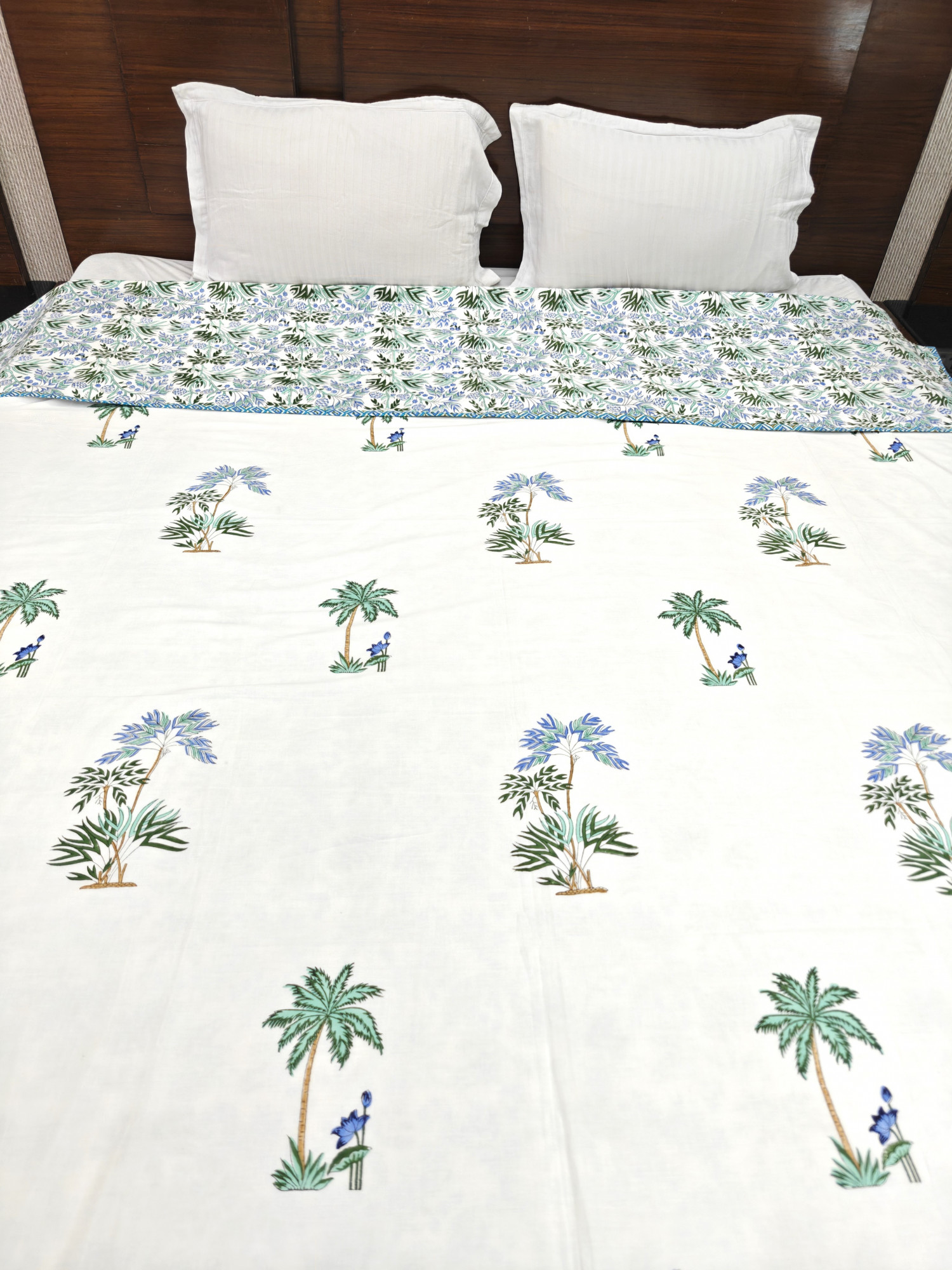 Block Print Dohar - Tropical Bliss Reversible Hand Block Print Jaipuri