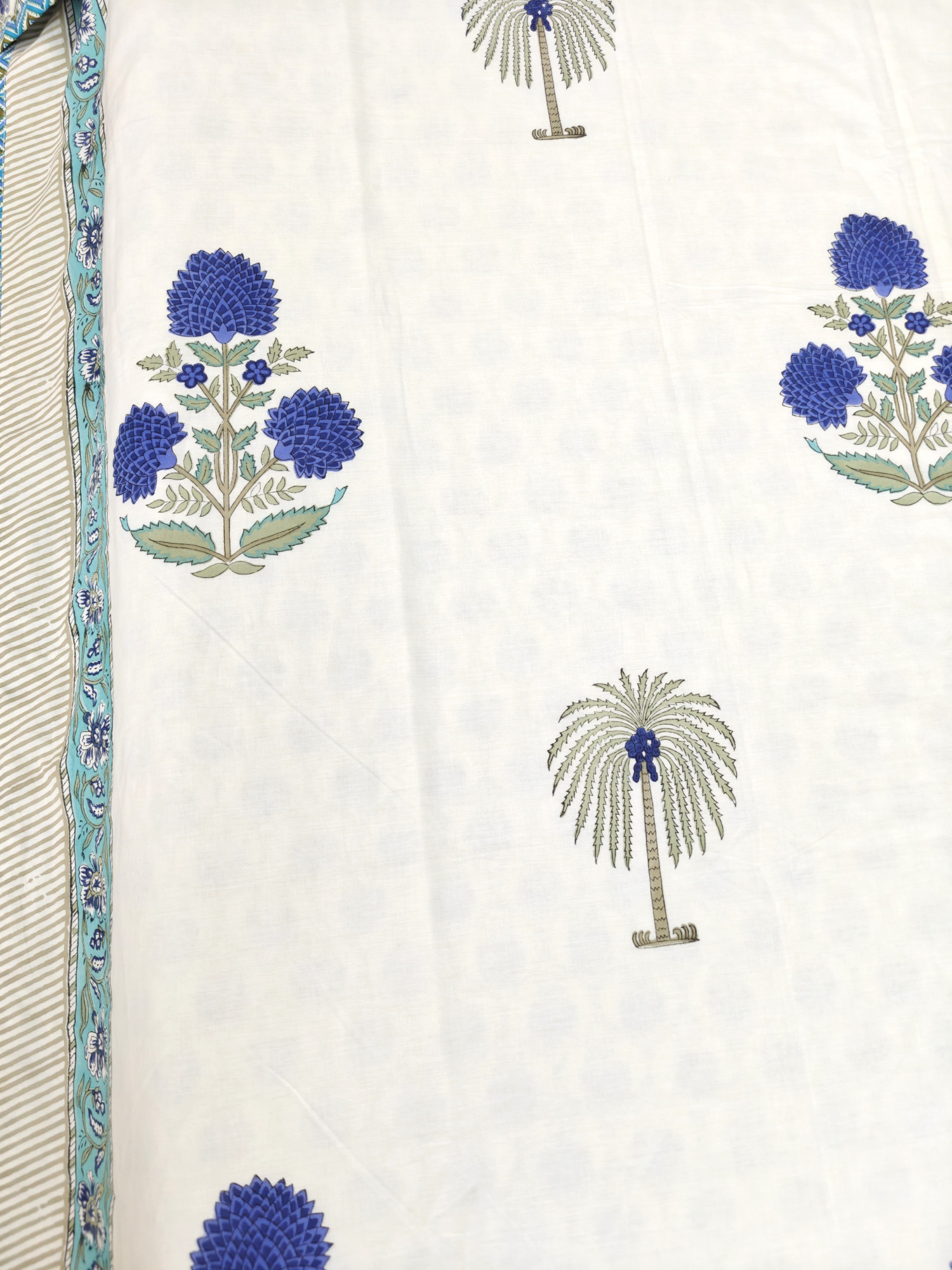 Block Print Dohar - Palm Reversible Hand Block Print Jaipuri Cotton