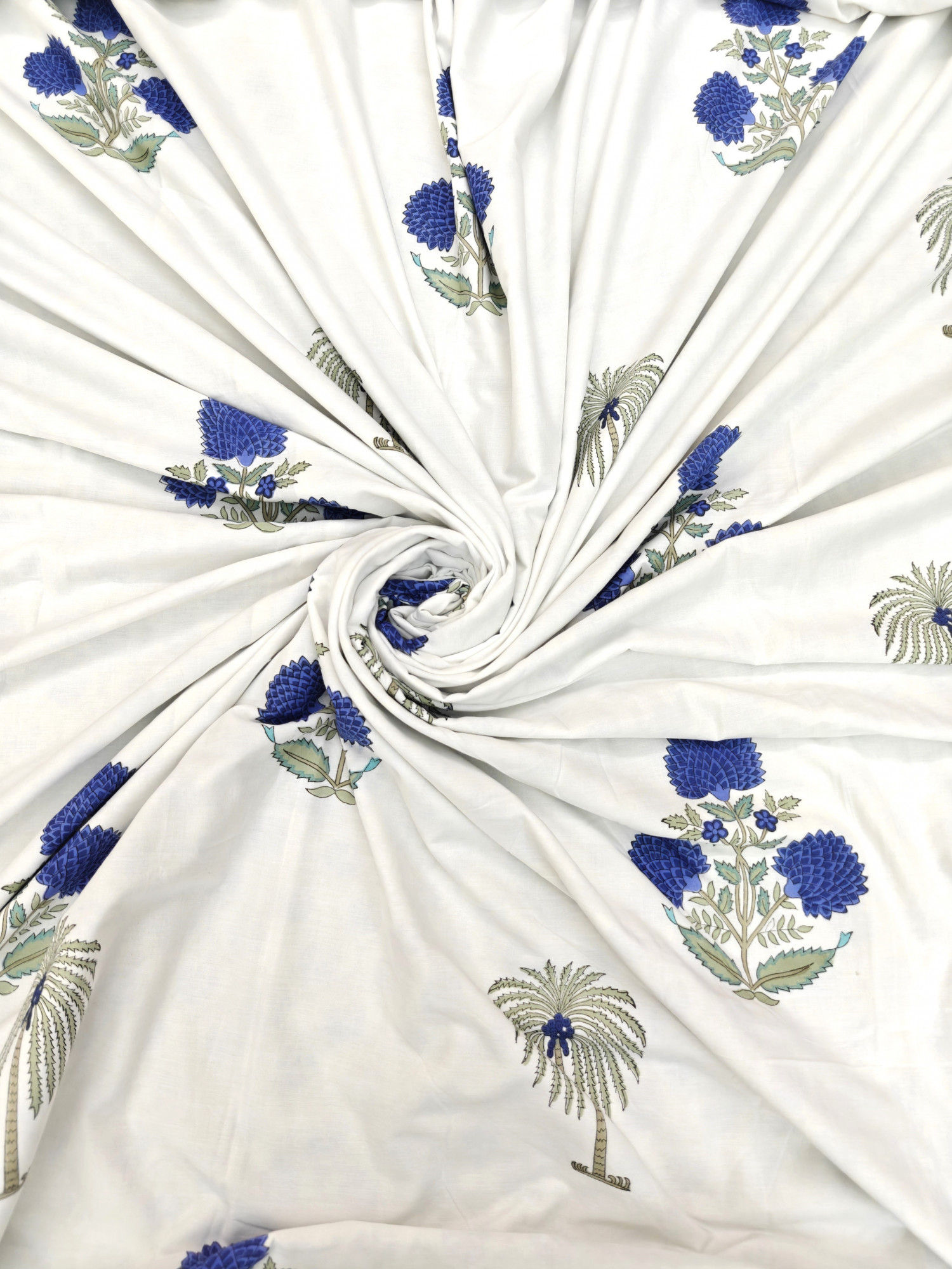 Block Print Dohar - Palm Reversible Hand Block Print Jaipuri Cotton