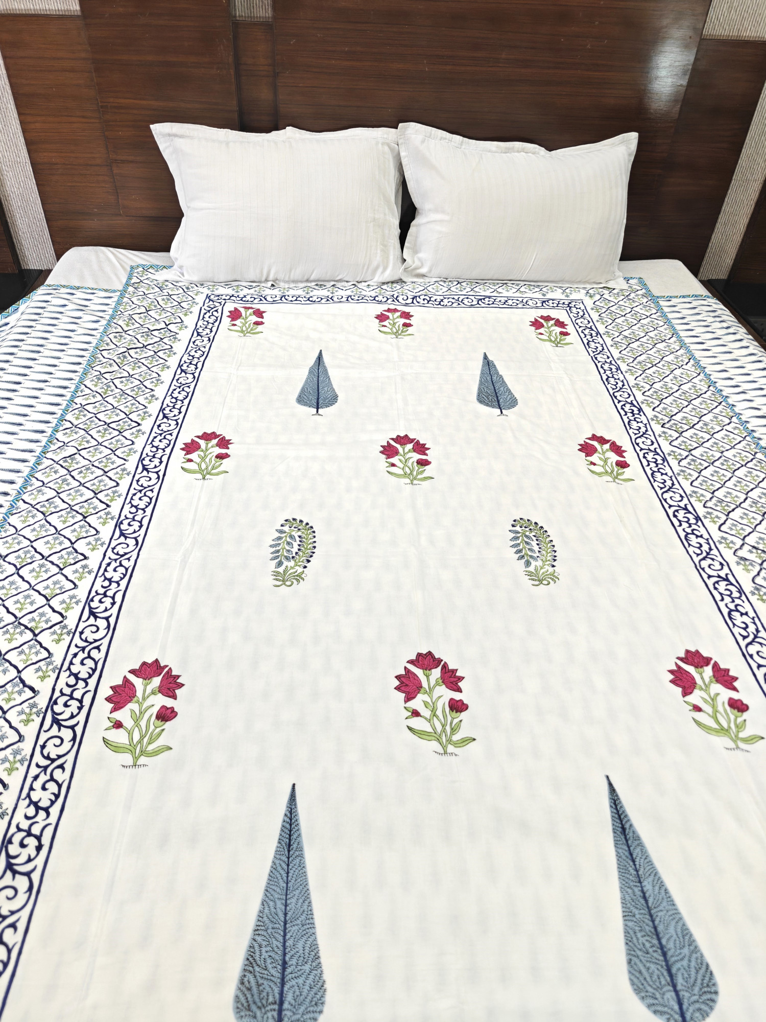 Block Print Dohar - Multi Boota Hand Block Print Mulmul Jaipuri