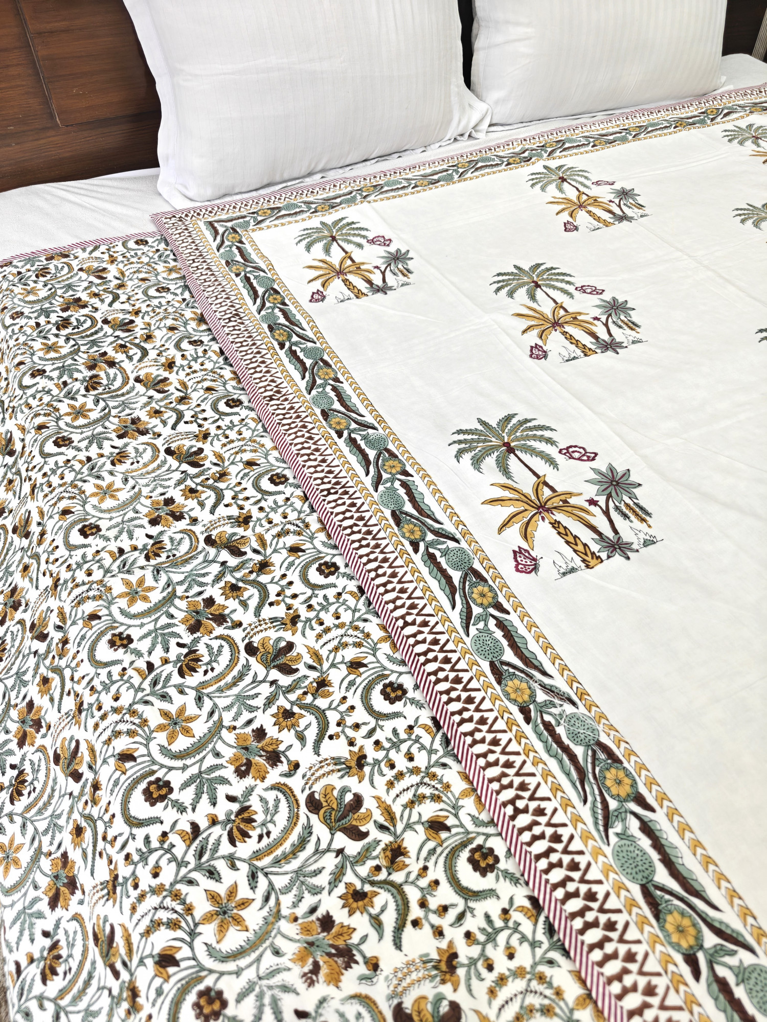 Block Print Dohar - Twin Trunks Tale Hand Block Print Mulmul Jaipuri