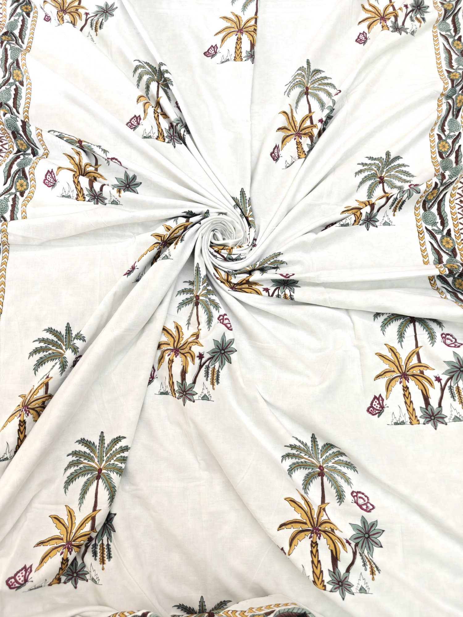 Block Print Dohar - Twin Trunks Tale Hand Block Print Mulmul Jaipuri