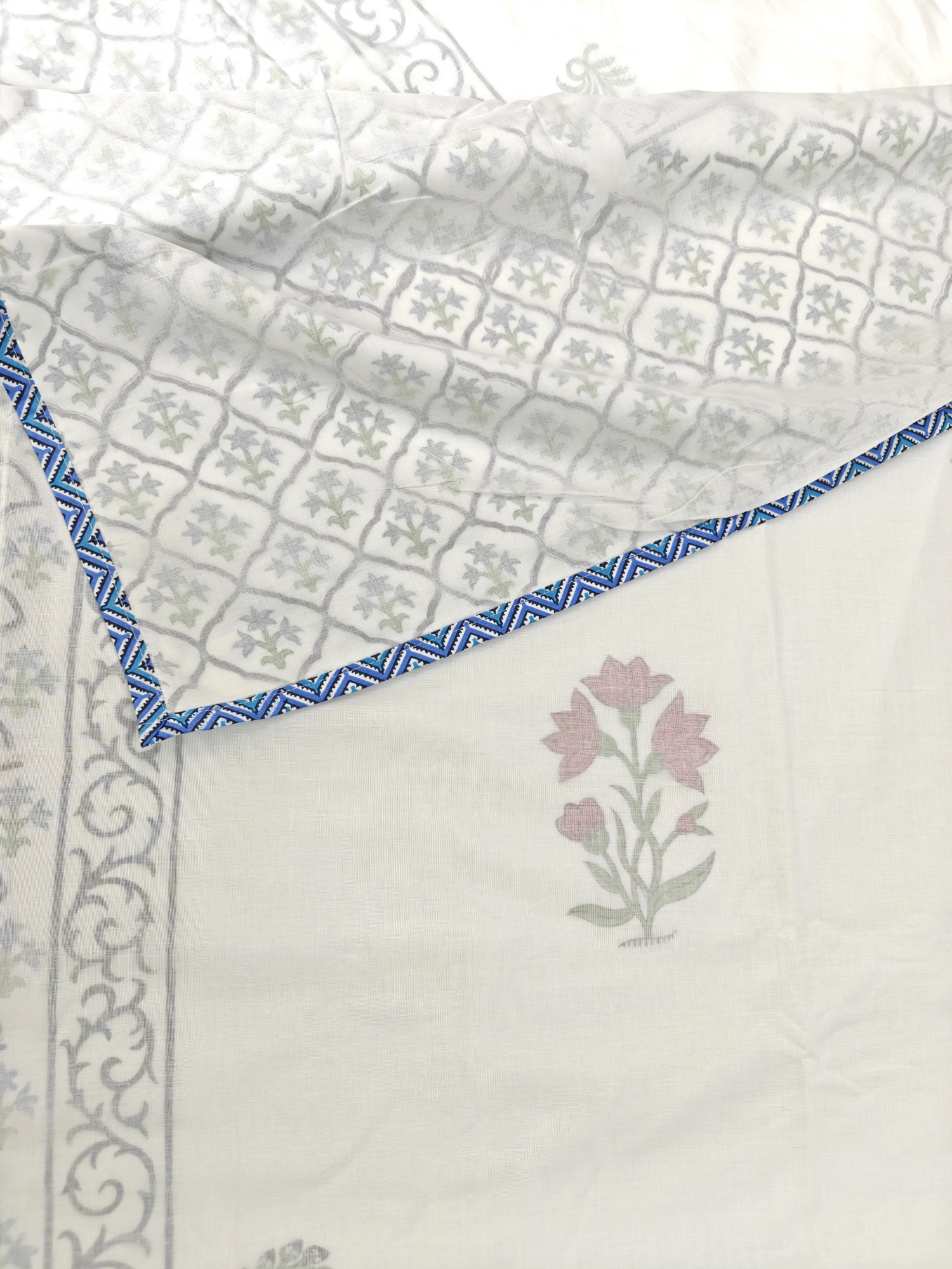Block Print 3D Dohar - Multi Boota Hand Block Print Mulmul Jaipuri
