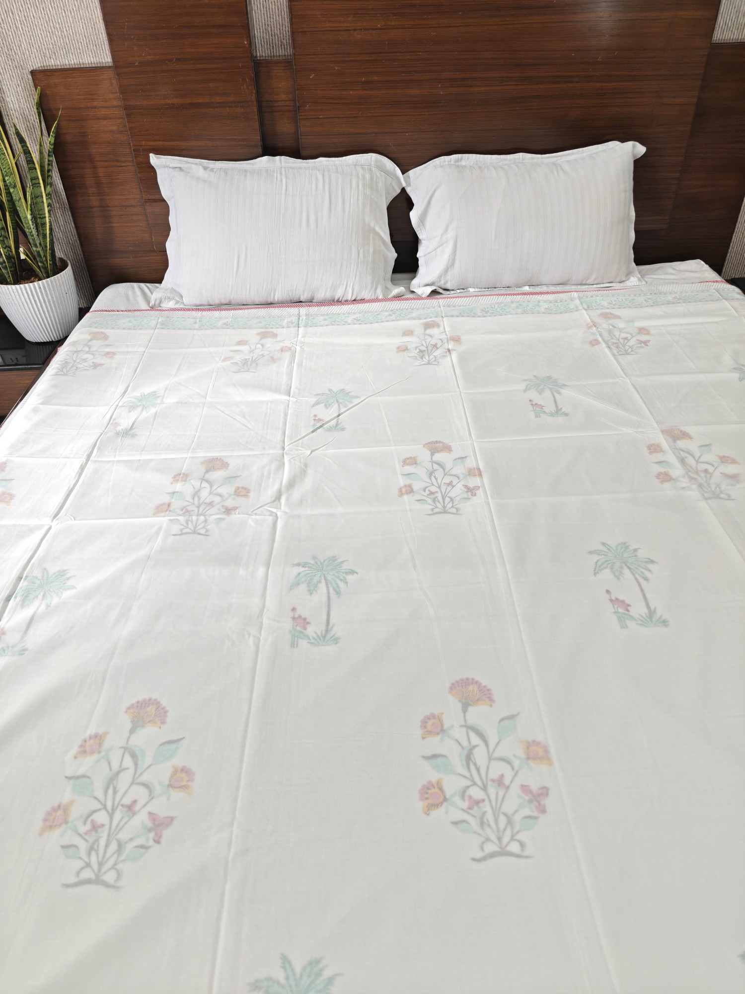 Handblock Mulmul Jaipuri Dohar | Malabar Bloomer 3D Dohar