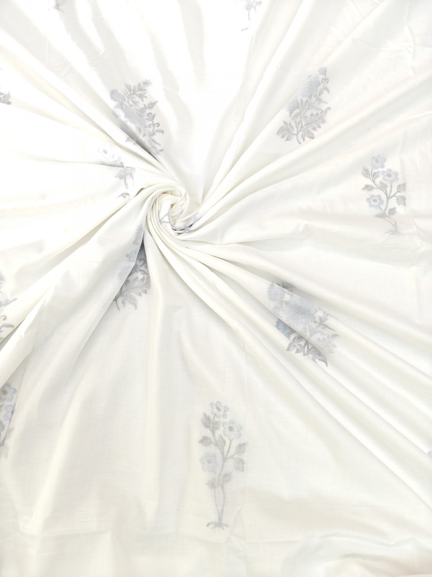 Handblock Mulmul Jaipuri Dohar | Blue Floral 3D Dohar