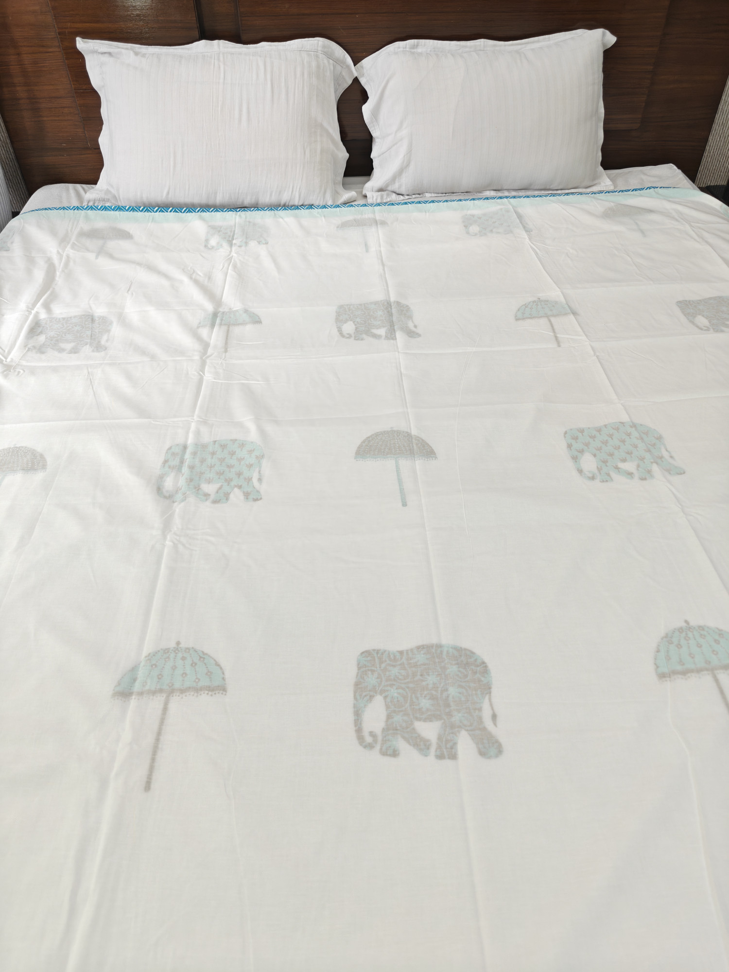 Block Print 3D Dohar - Haathi Hand Block Print Mulmul Jaipuri