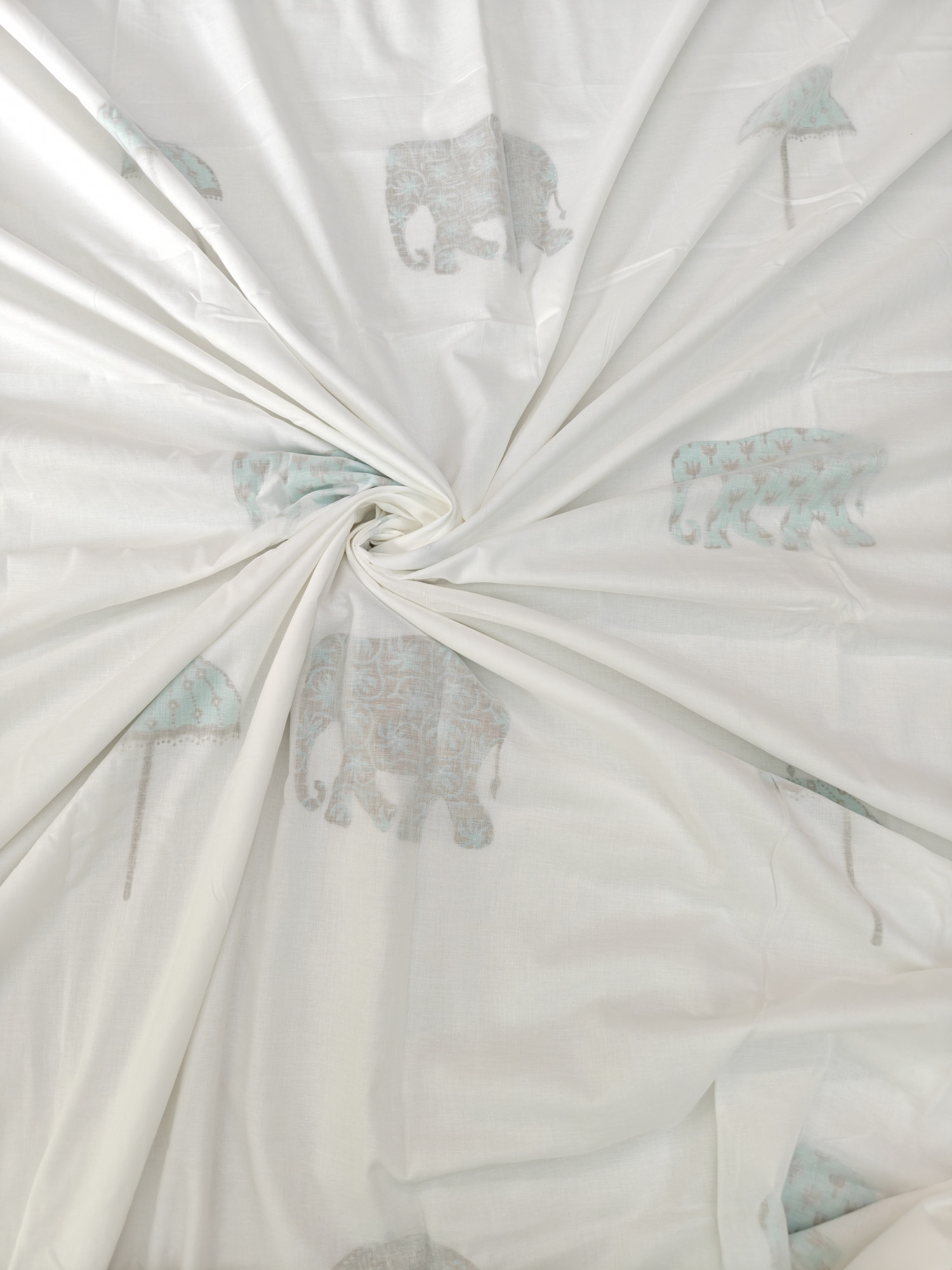 Block Print 3D Dohar - Haathi Hand Block Print Mulmul Jaipuri