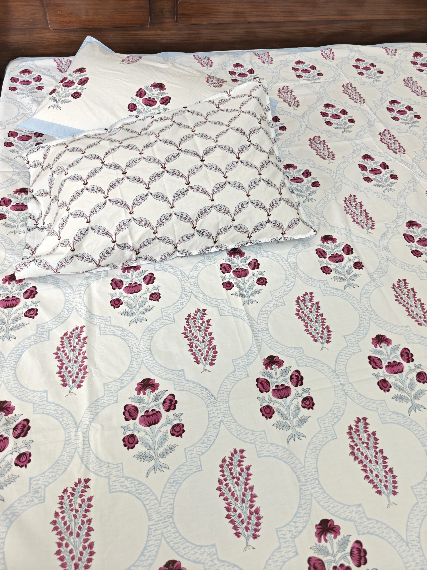 Handblock King Size Jaipuri Bedsheet | Cotton | GulNeela Bedsheet