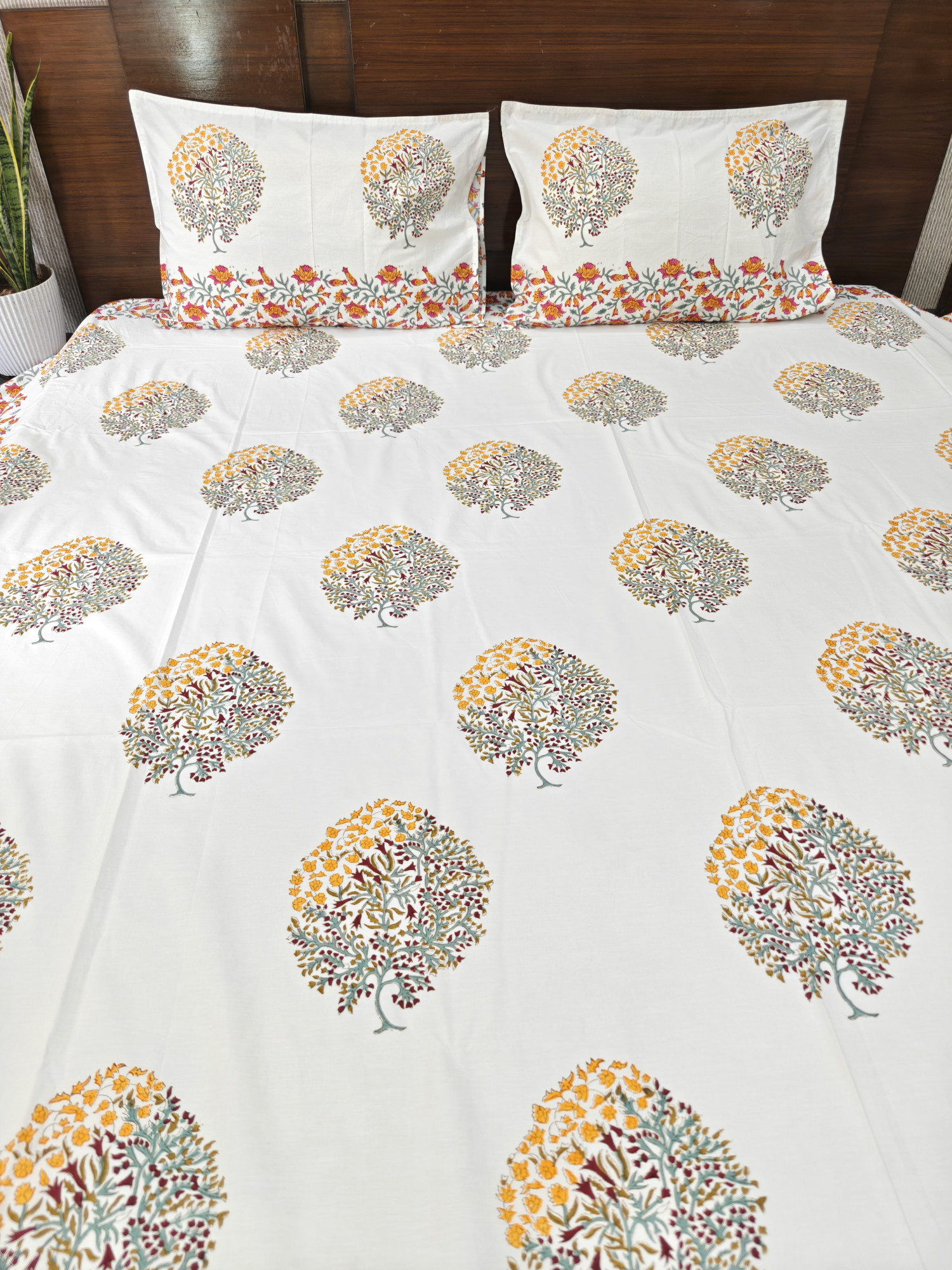 Handblock King Size Jaipuri Bedsheet | Cotton | Mix Pattern Bedsheet