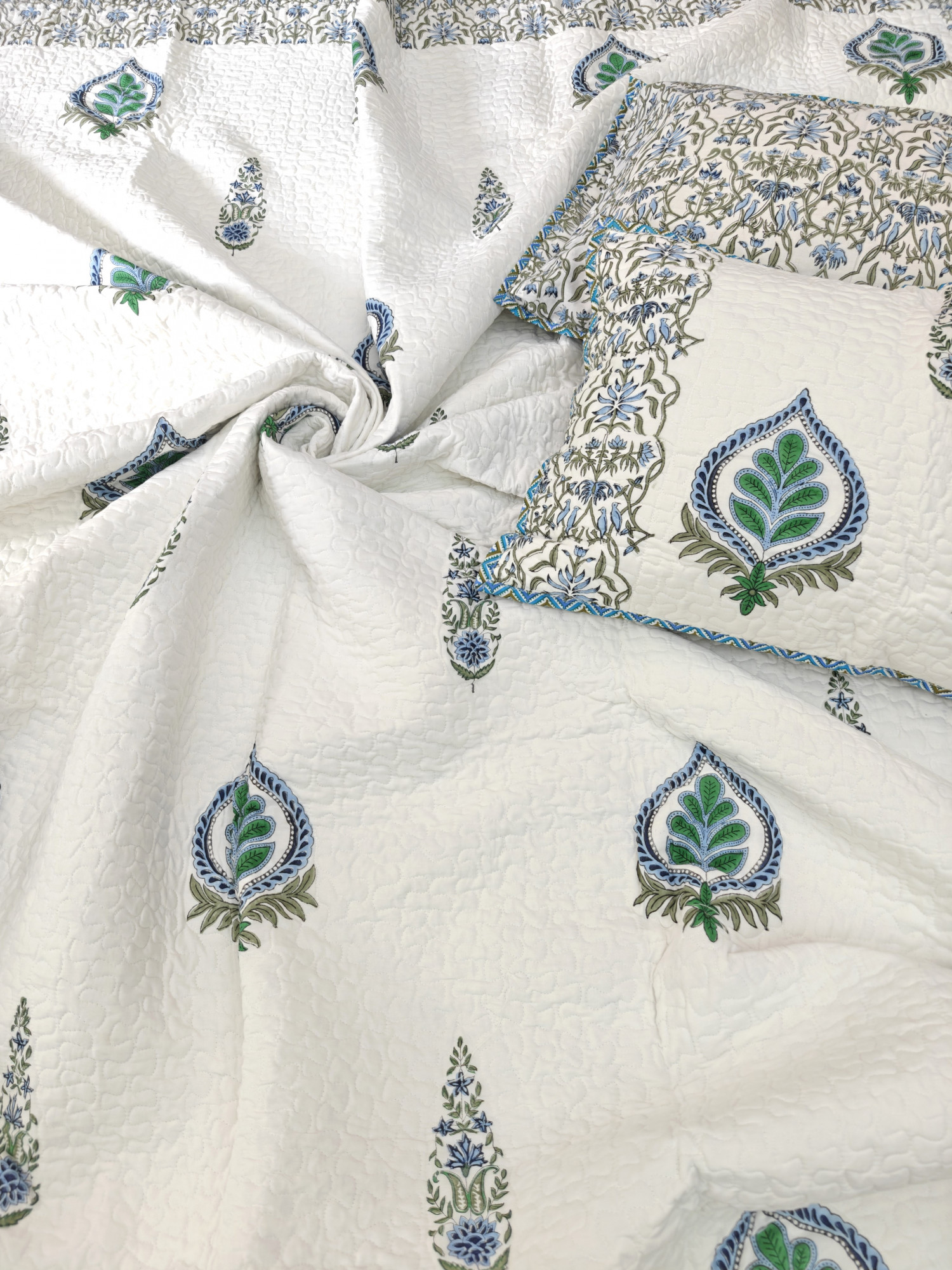 Block Print Bedcover - BotaniCraft Reversible Hand Block Print Cotton Double