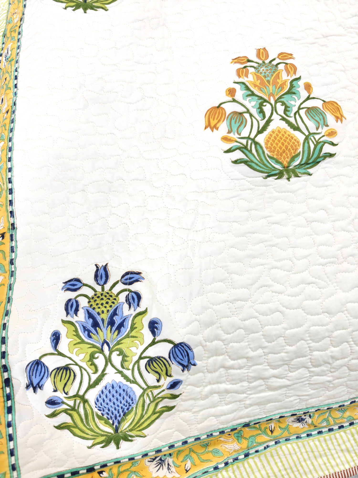 Block Print Bedcover - Jasmine Reversible Hand Block Print Cotton Double