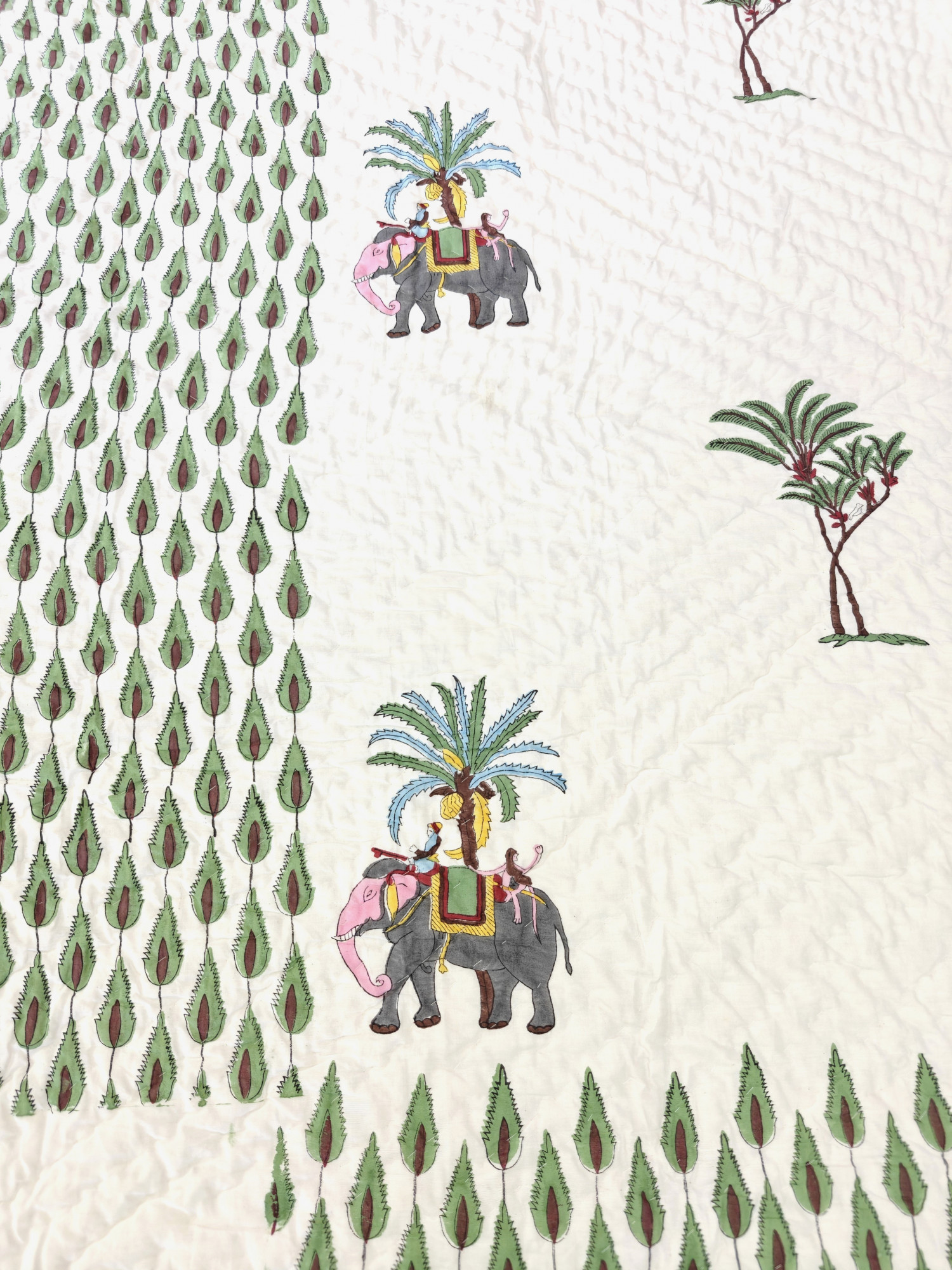 Handblock Soft Mulmul Double Jaipuri Razai |  Jungle Serenity  Quilt