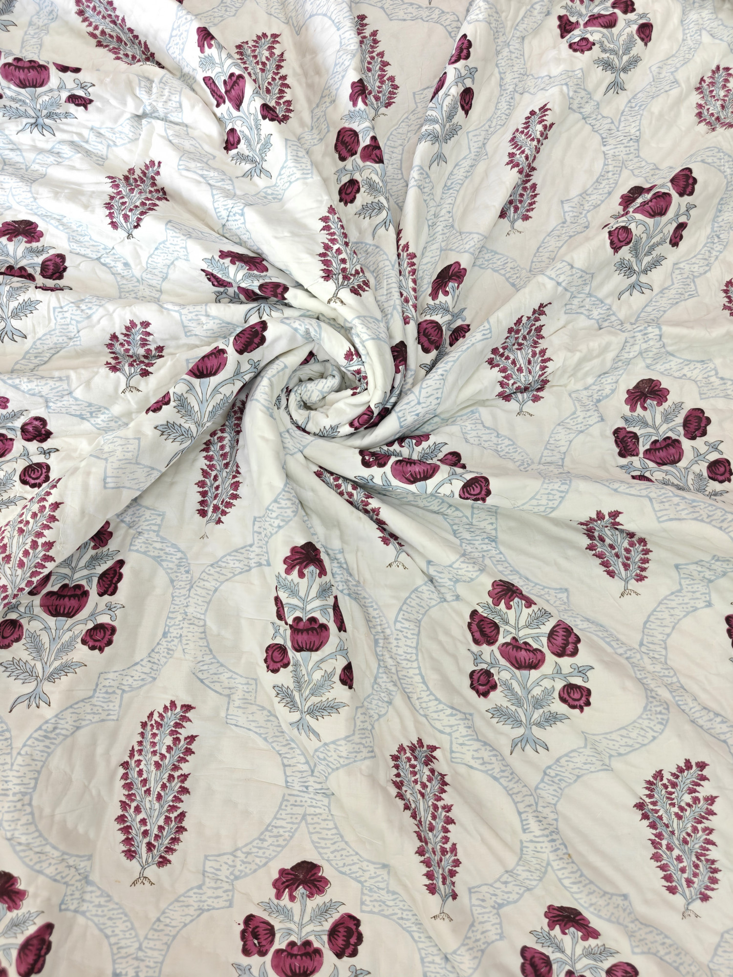 Hand Block Print Mulmul Quilt - Gulneela Soft Jaipuri Razai Double