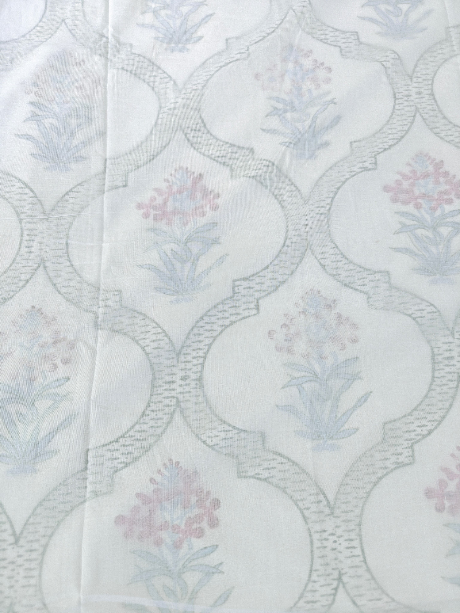 Block Print 3D Dohar - Floral Whisper Hand Block Print Mulmul Jaipuri
