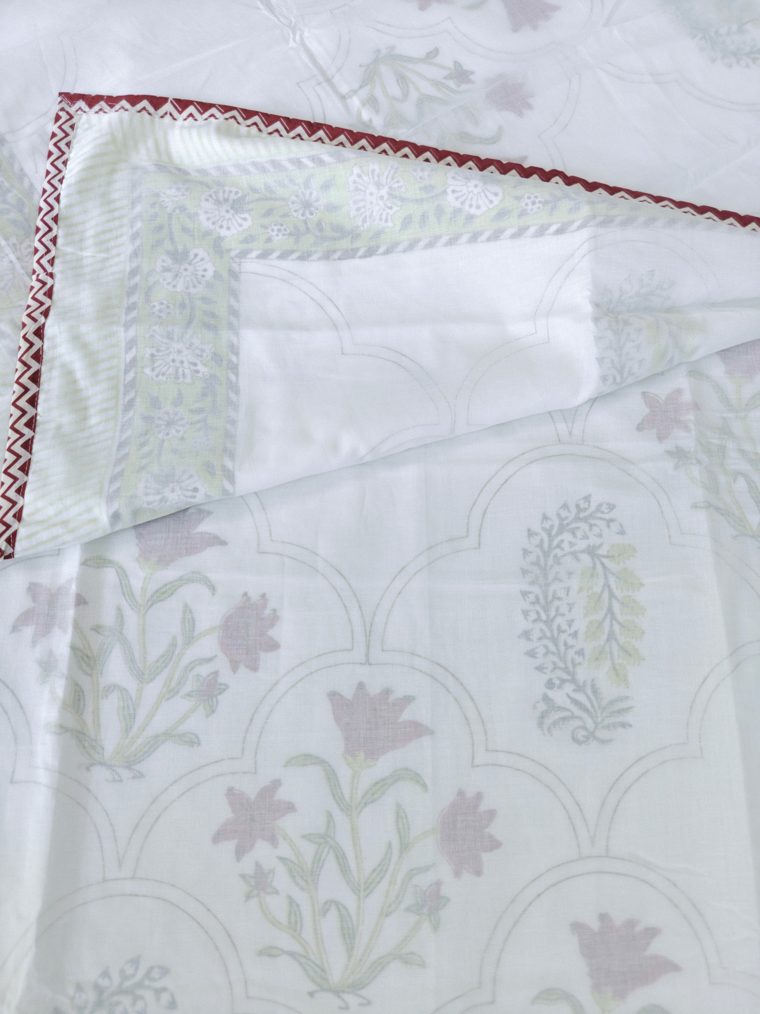 Block Print 3D Dohar - Baag-e-Bahar Hand Block Print Mulmul Jaipuri
