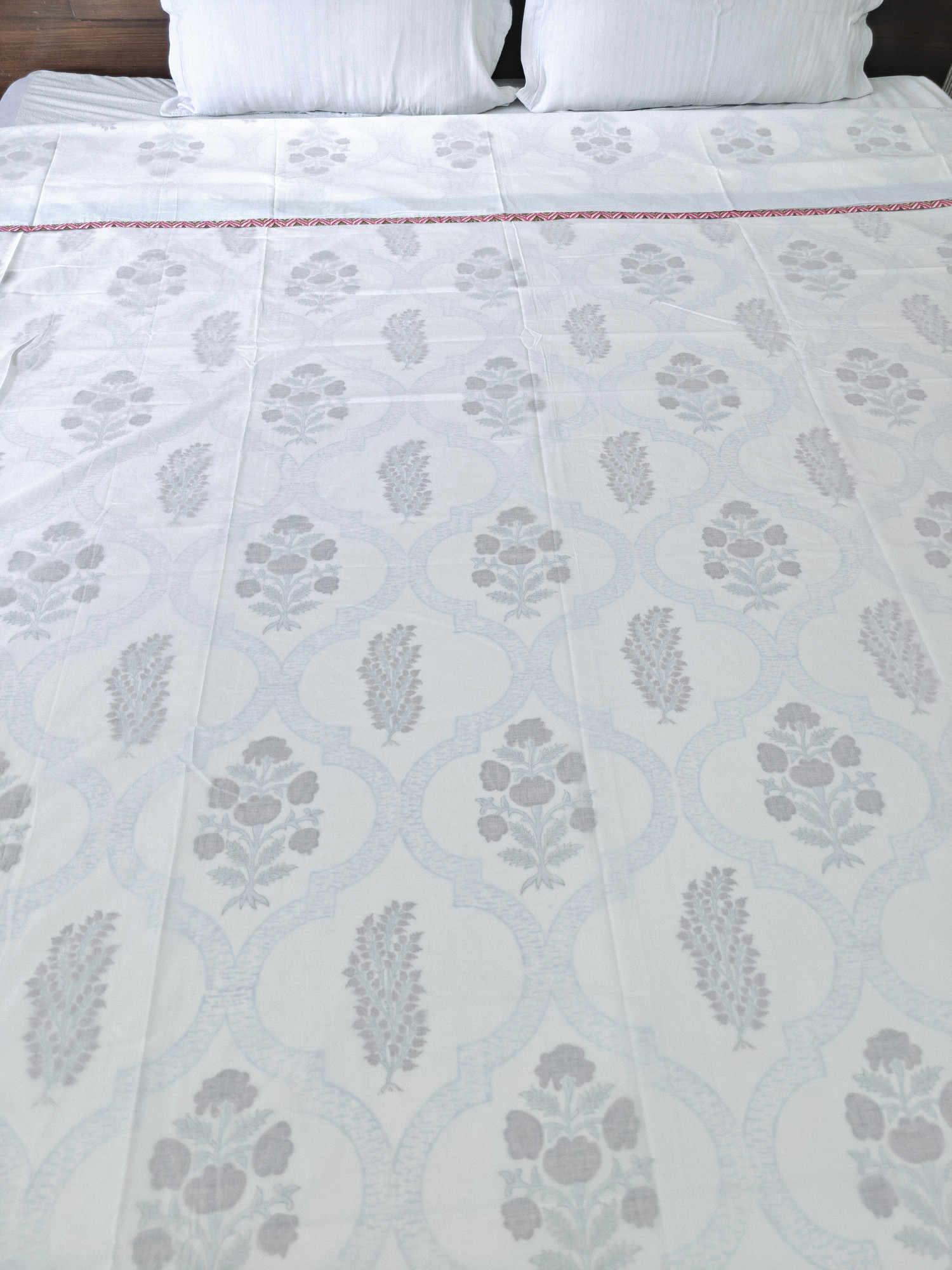 Block Print 3D Dohar - GulNeela Hand Block Print Mulmul Jaipuri