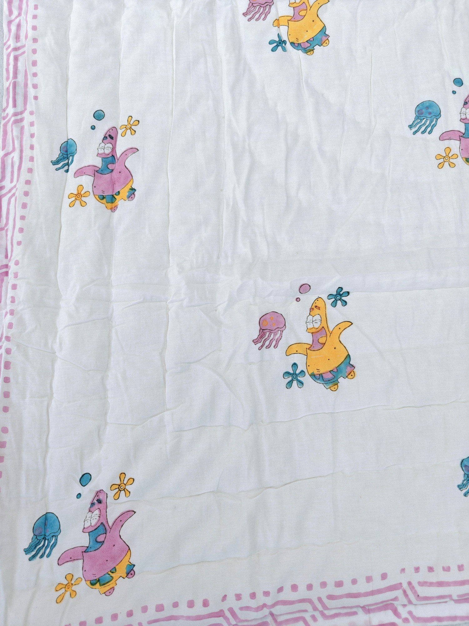 Hand Block Print Baby Quilt - Spongebob Baby Jaipuri Cotton Razai