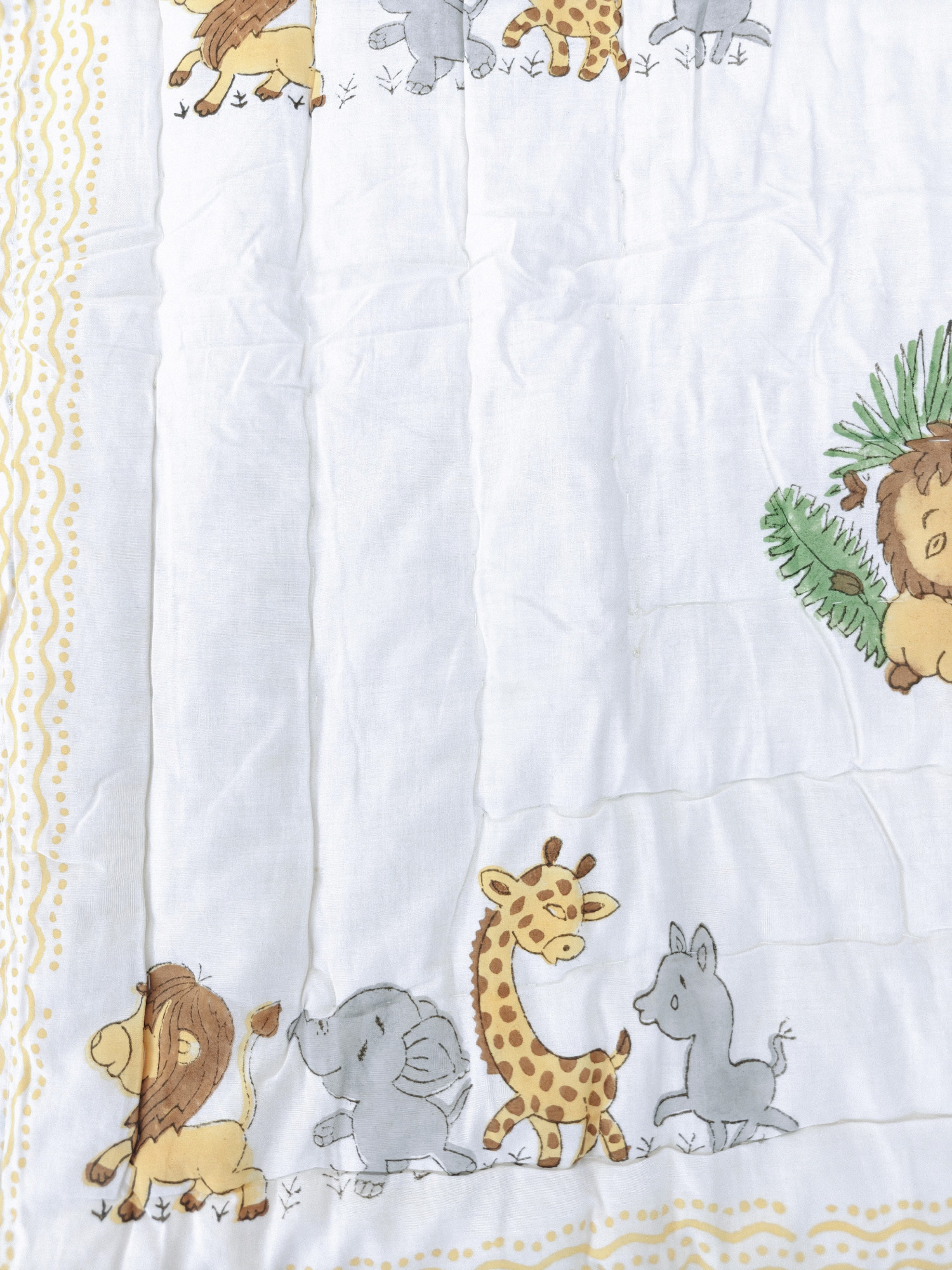 Hand Block Print Baby Quilt - Jungle Theme Baby Jaipuri Cotton Razai