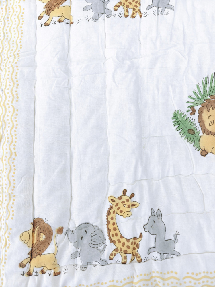 Image of Handblock Premium cotton Jaipuri Razai | Jungle Theme Baby Quilt