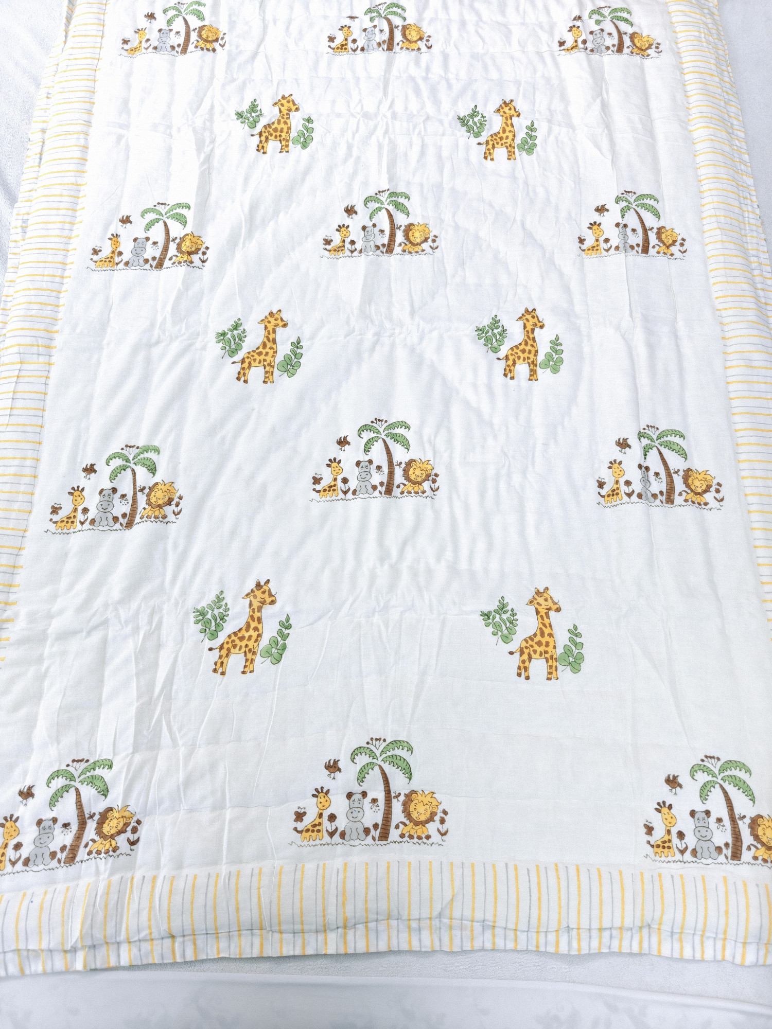 Hand Block Print Baby Quilt - Forest Baby Jaipuri Cotton Razai