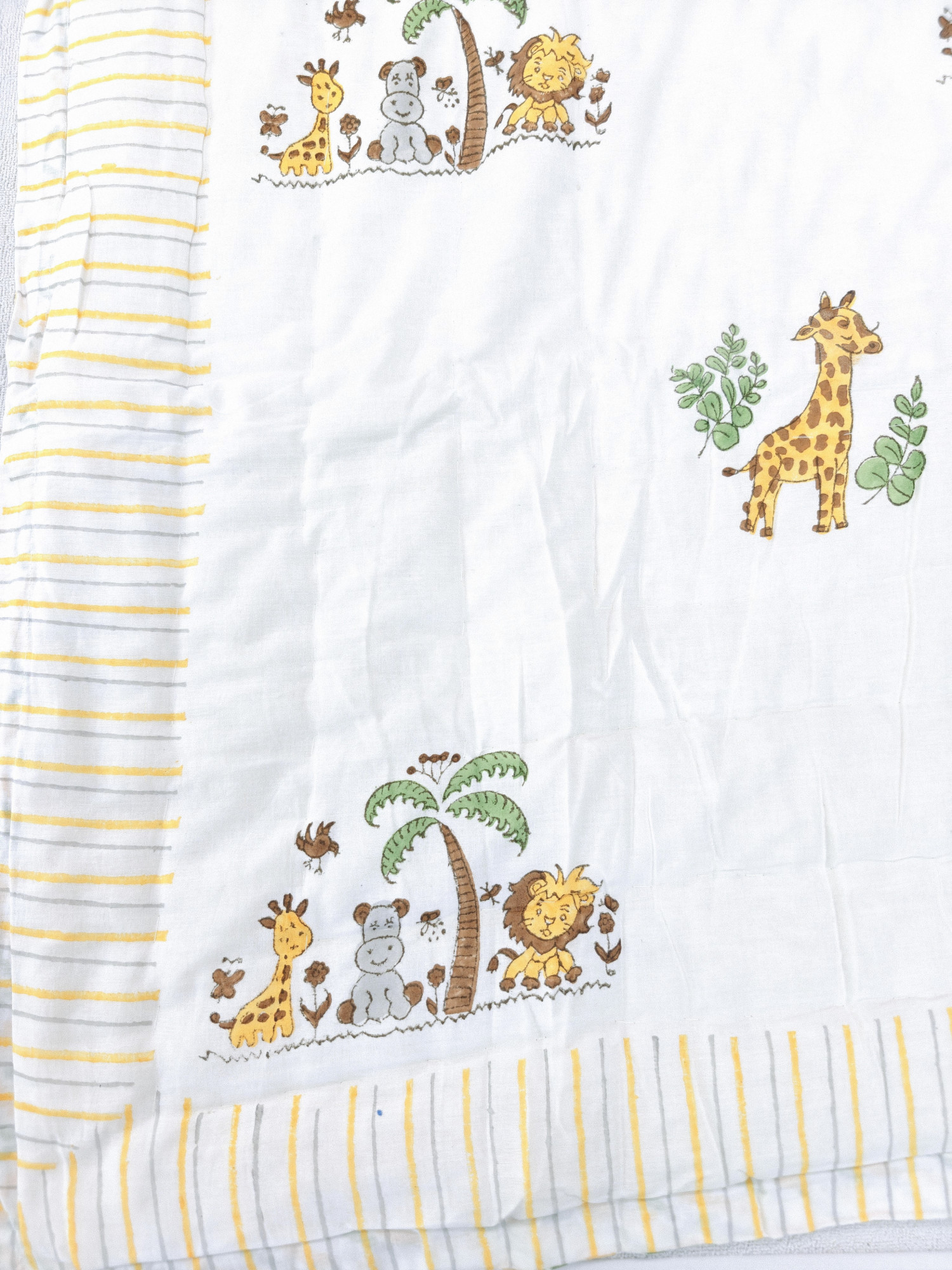Hand Block Print Baby Quilt - Forest Baby Jaipuri Cotton Razai