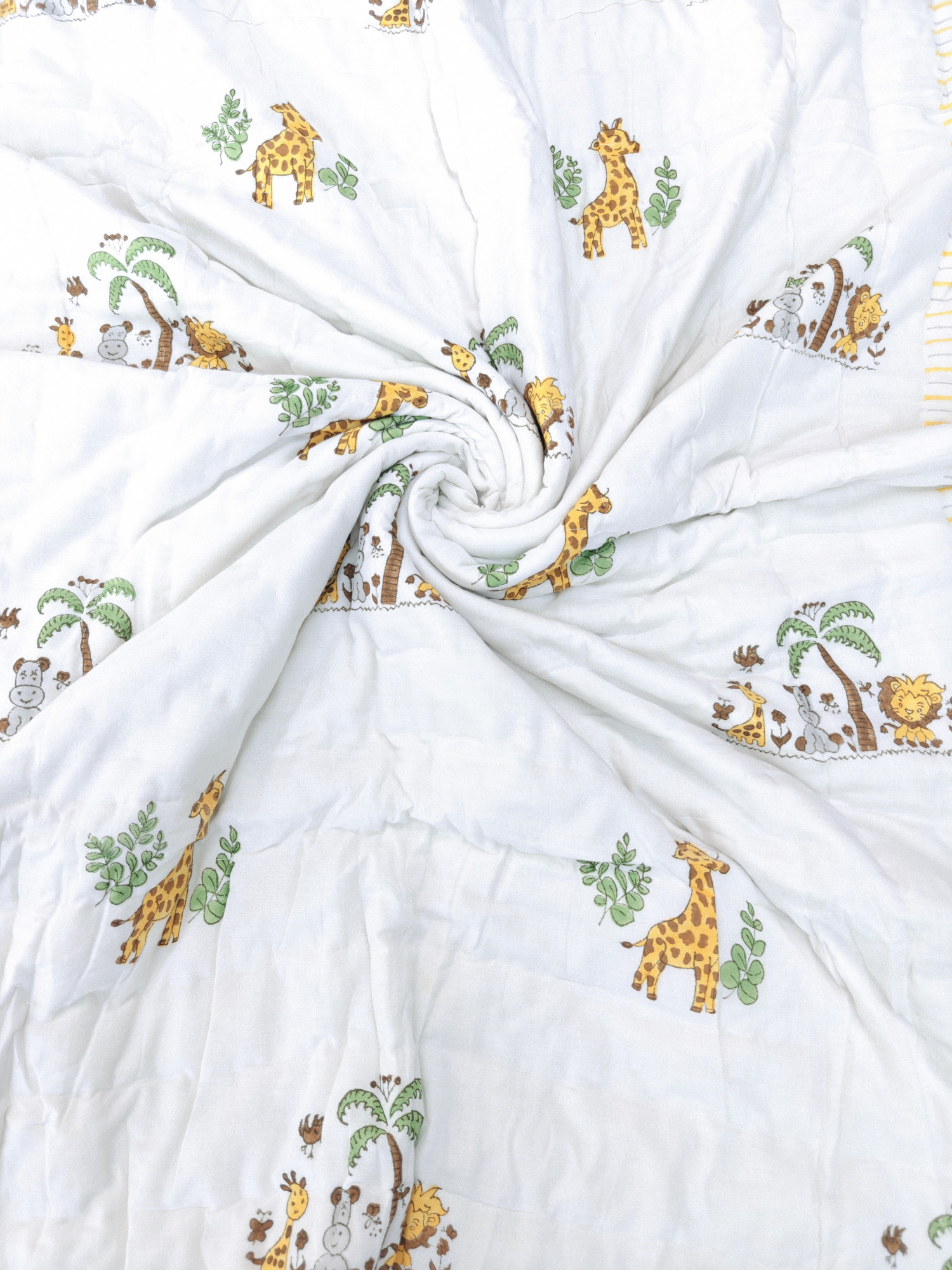 Hand Block Print Baby Quilt - Forest Baby Jaipuri Cotton Razai