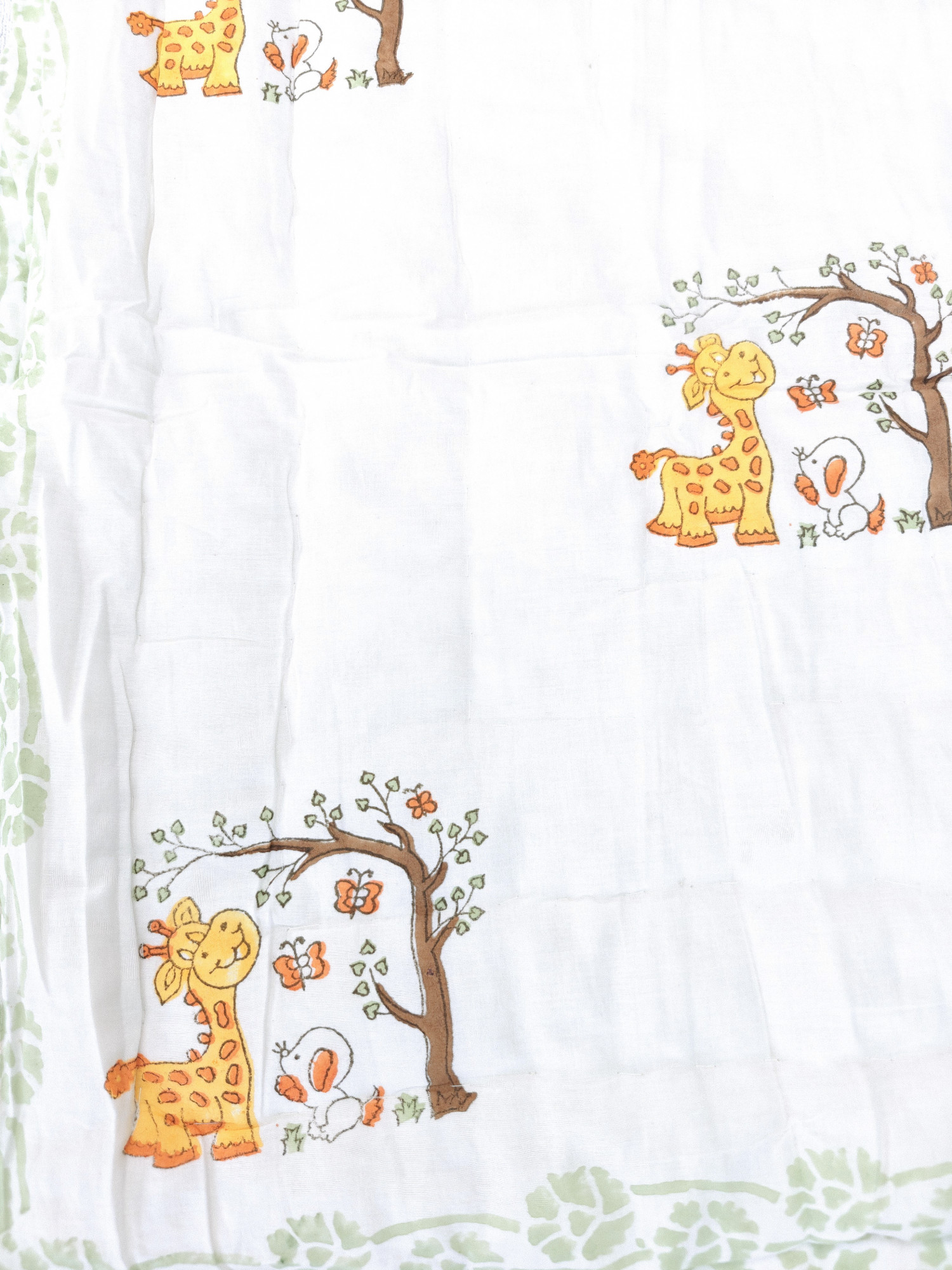 Hand Block Print Baby Quilt - Rainforest Baby Jaipuri Cotton Razai