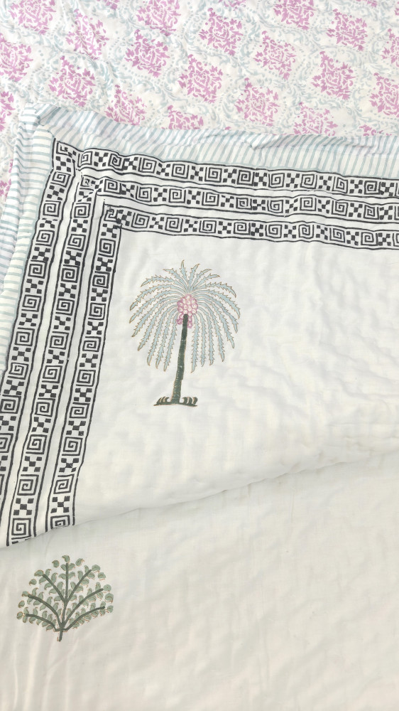 Image of Handblock Soft Mulmul Double Jaipuri Razai | Aangan Quilt