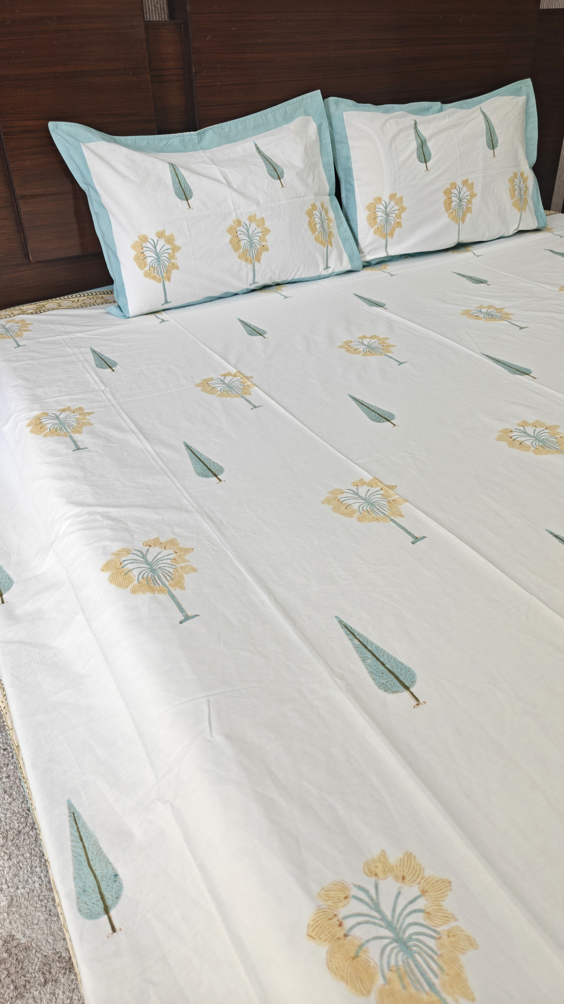 Handblock King Size Jaipuri Bedsheet | Cotton | Bamboo Bedsheet