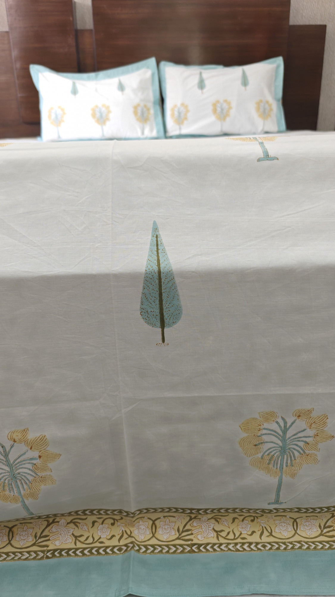 Handblock King Size Jaipuri Bedsheet | Cotton | Bamboo Bedsheet