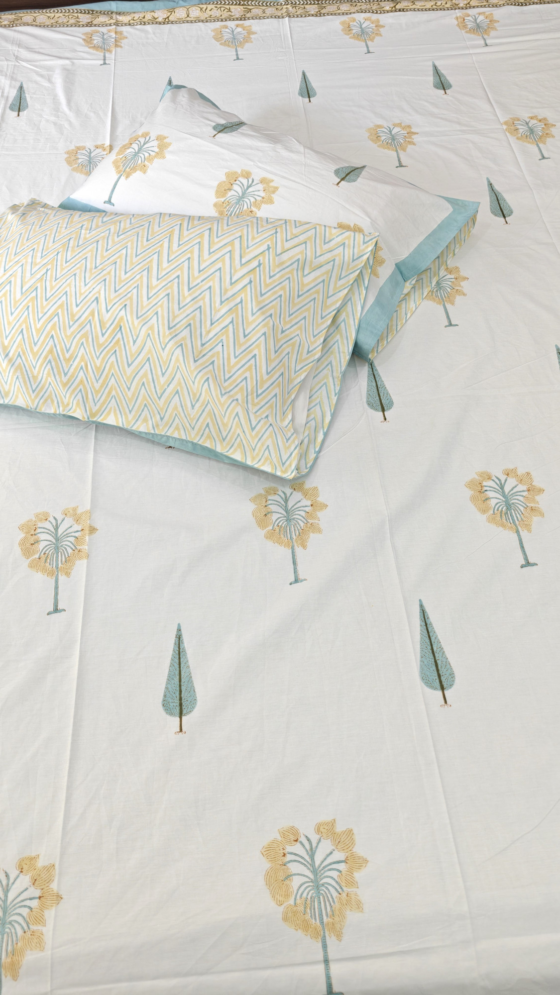 Handblock King Size Jaipuri Bedsheet | Cotton | Bamboo Bedsheet