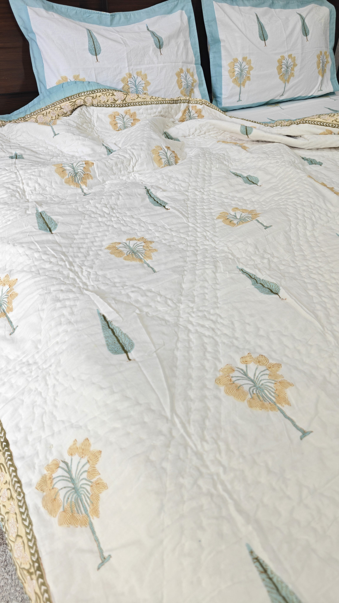 Hand Block Print Mulmul Quilt - Bamboo Soft Jaipuri Razai Double