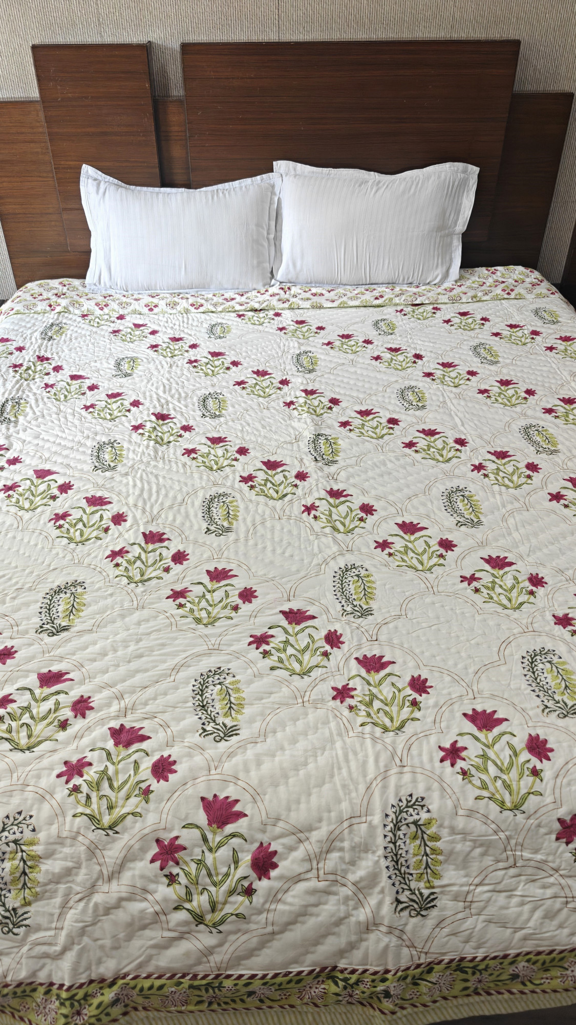 Hand Block Print Mulmul Quilt - Baag-e-Bahar Soft Jaipuri Razai Double