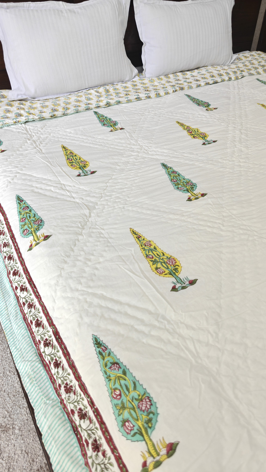 Handblock Soft Mulmul Double Jaipuri Razai | Chhipa Charm Quilt