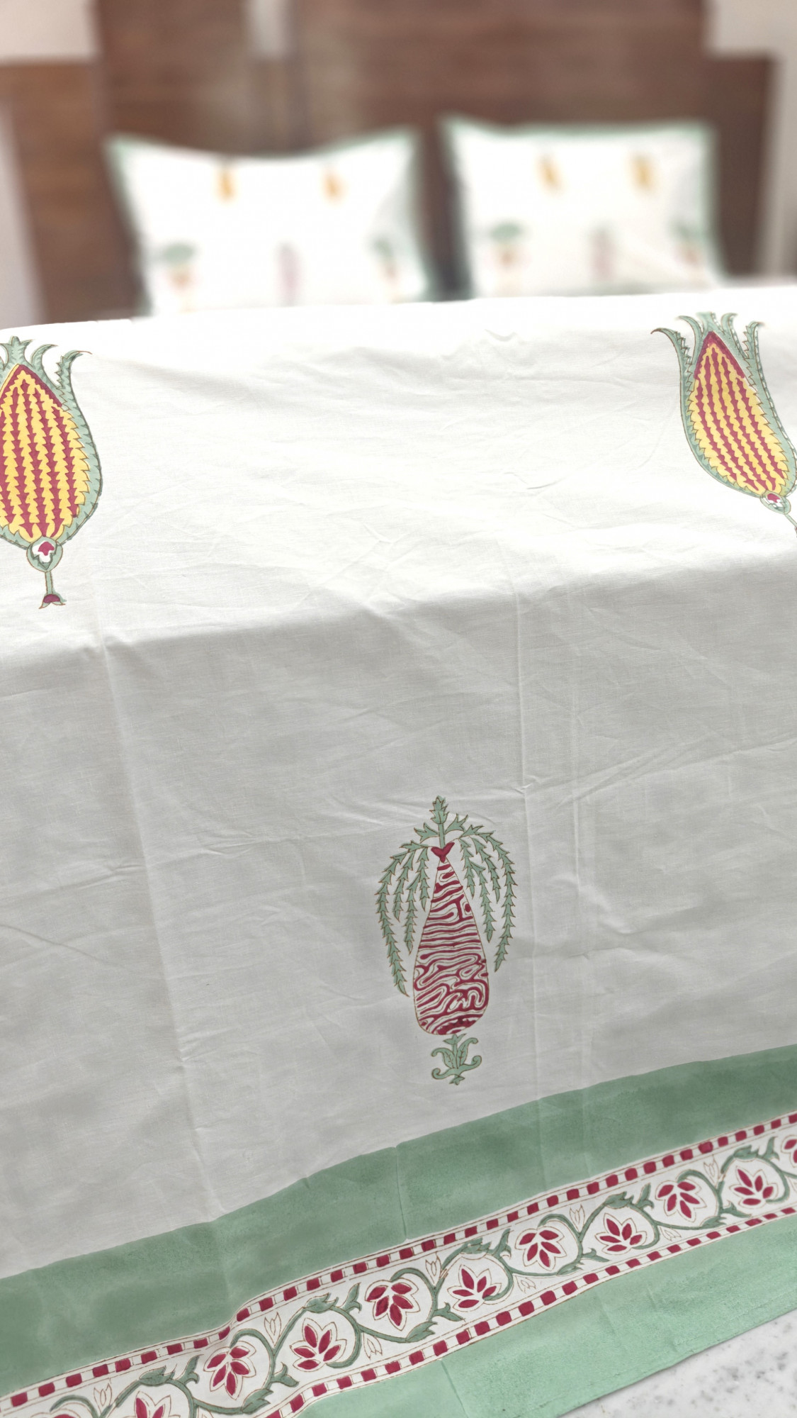 Handblock King Size Jaipuri Bedsheet | Cotton | Saffron  Garden Bedsheet