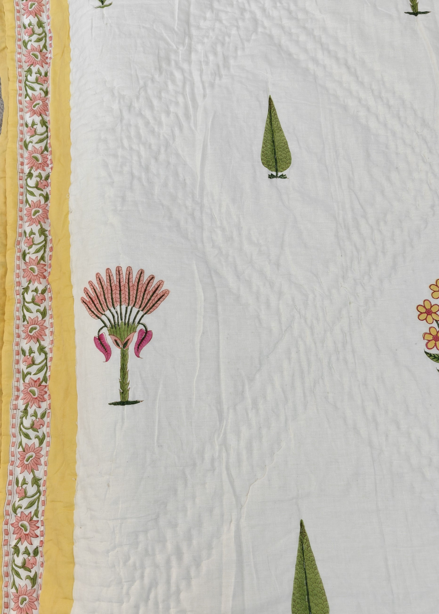 Hand Block Print Mulmul Quilt - Floral Heritage Soft Jaipuri Razai Double