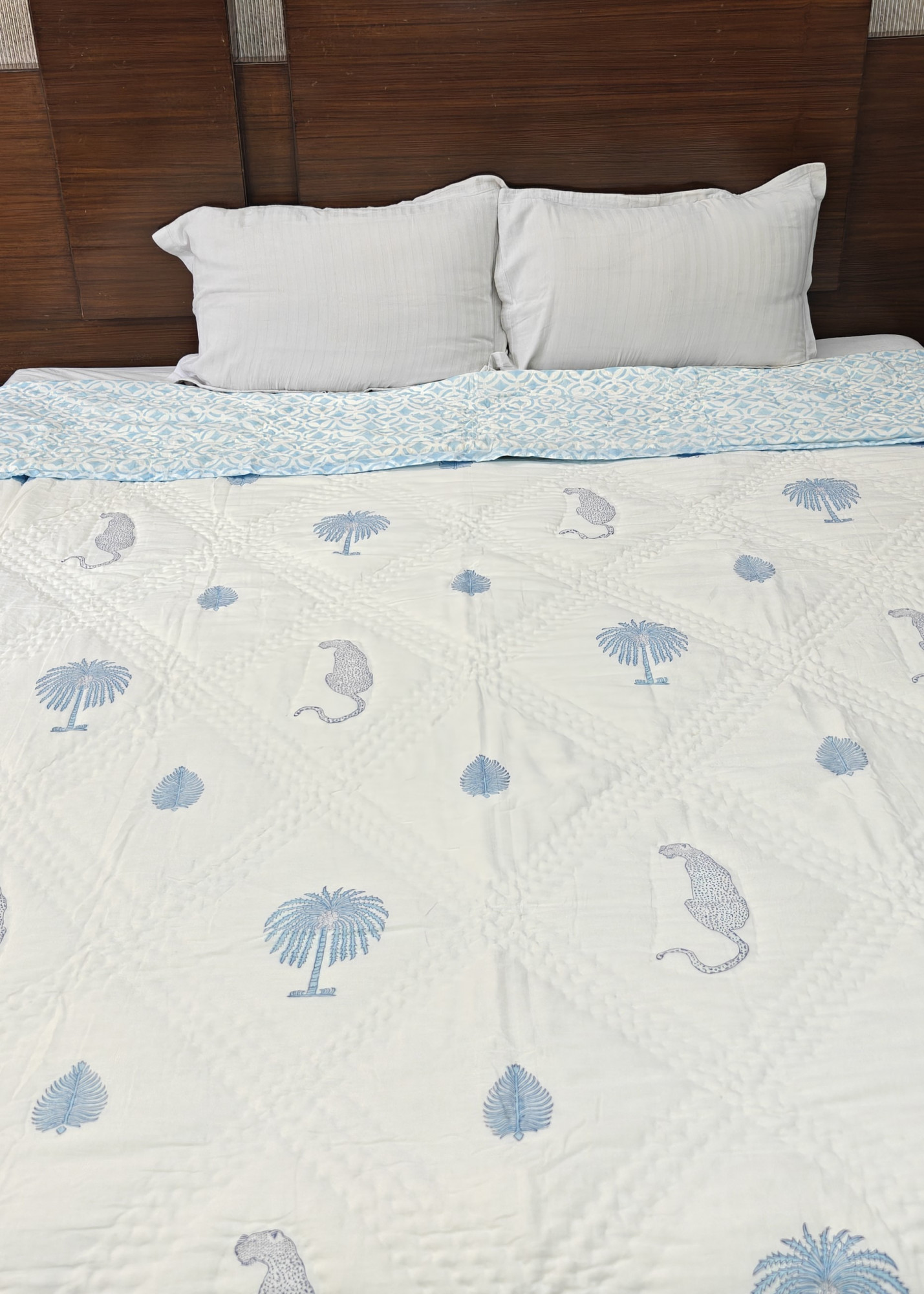 Hand Block Print Mulmul Quilt - Jungle Block Soft Jaipuri Razai Double