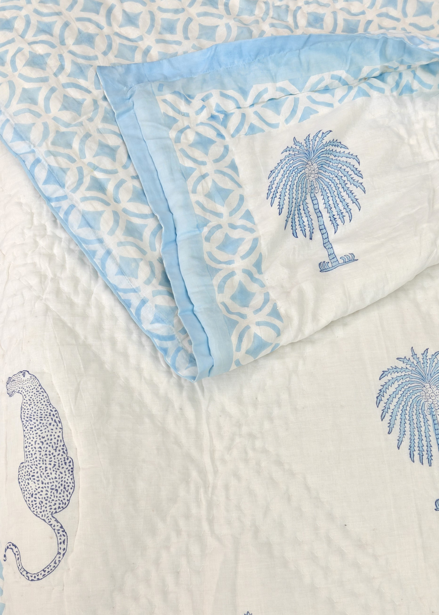 Hand Block Print Mulmul Quilt - Jungle Block Soft Jaipuri Razai Double