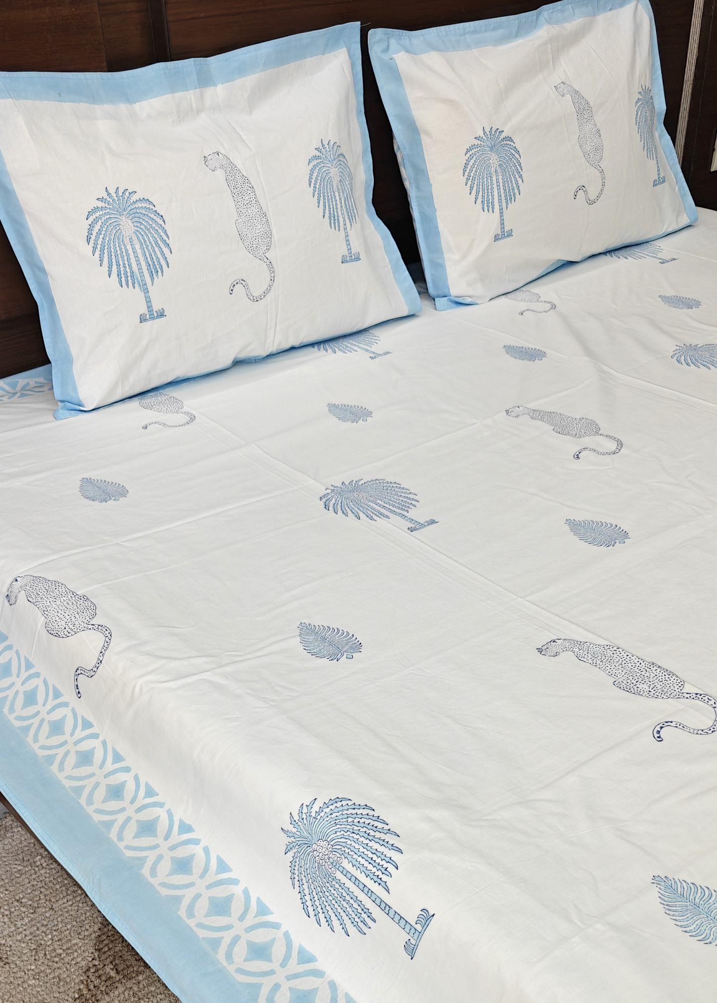 Handblock King Size Jaipuri Bedsheet | Jungle Block Bedsheet