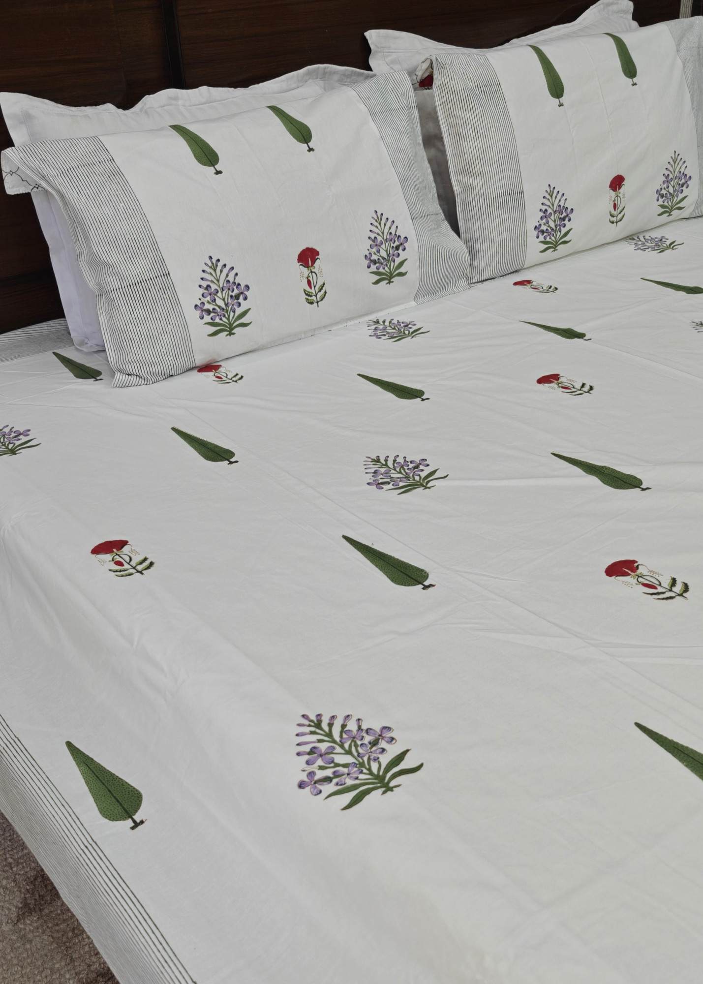 Handblock King Size Jaipuri Bedsheet | Noor Bedsheet