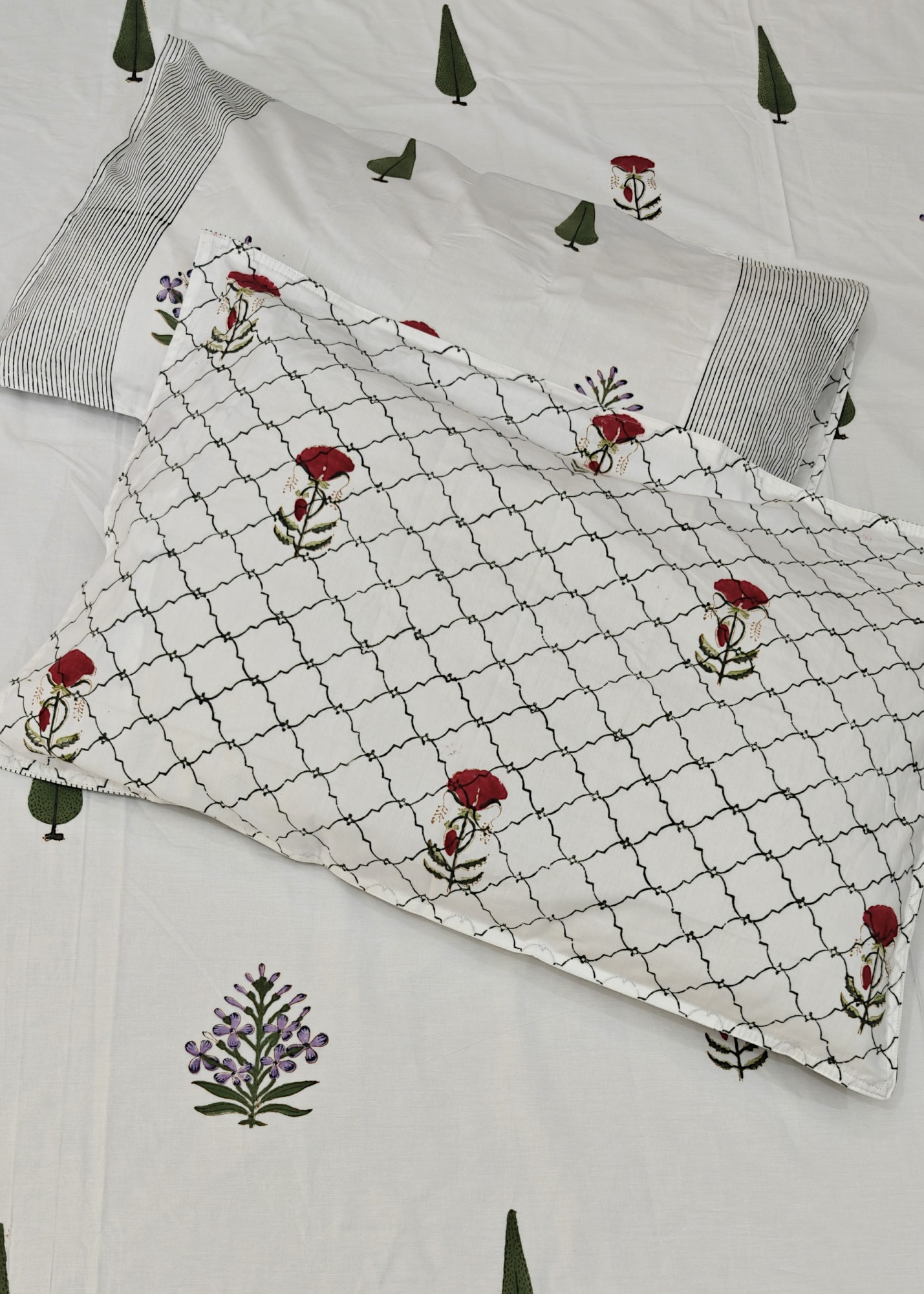 Handblock King Size Jaipuri Bedsheet | Noor Bedsheet