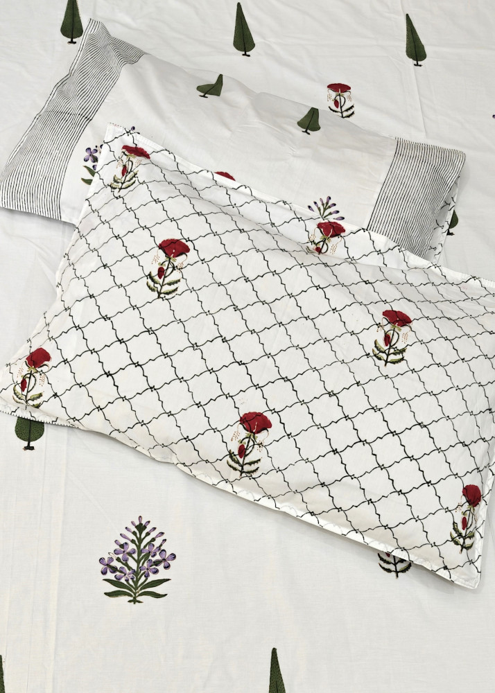 Image of Block Print Bedsheet - Noor | Hand Block Print Cotton King Size