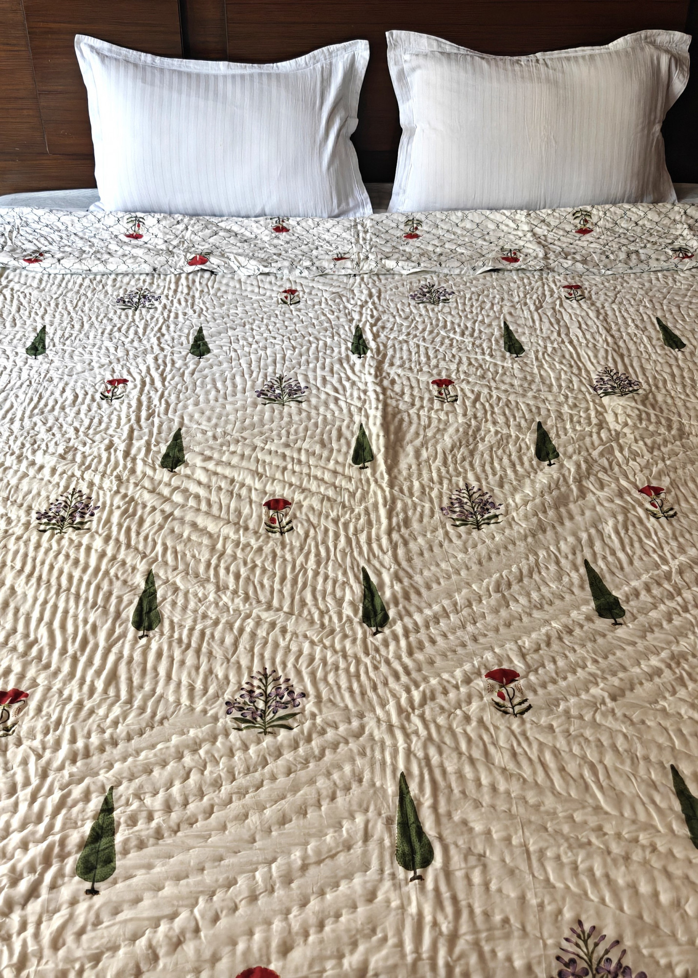 Hand Block Print Mulmul Quilt - Noor Soft Jaipuri Razai Double