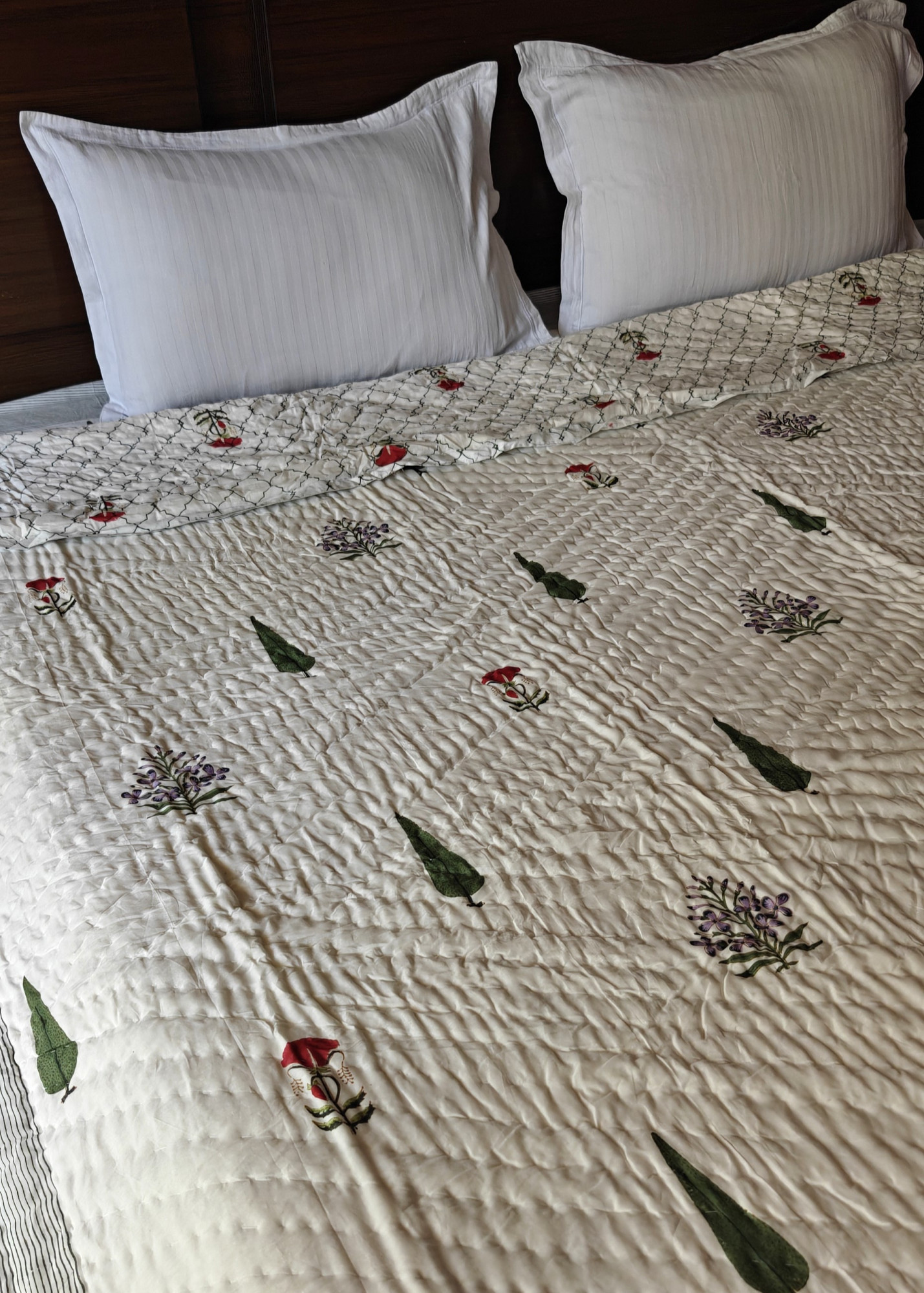 Hand Block Print Mulmul Quilt - Noor Soft Jaipuri Razai Double