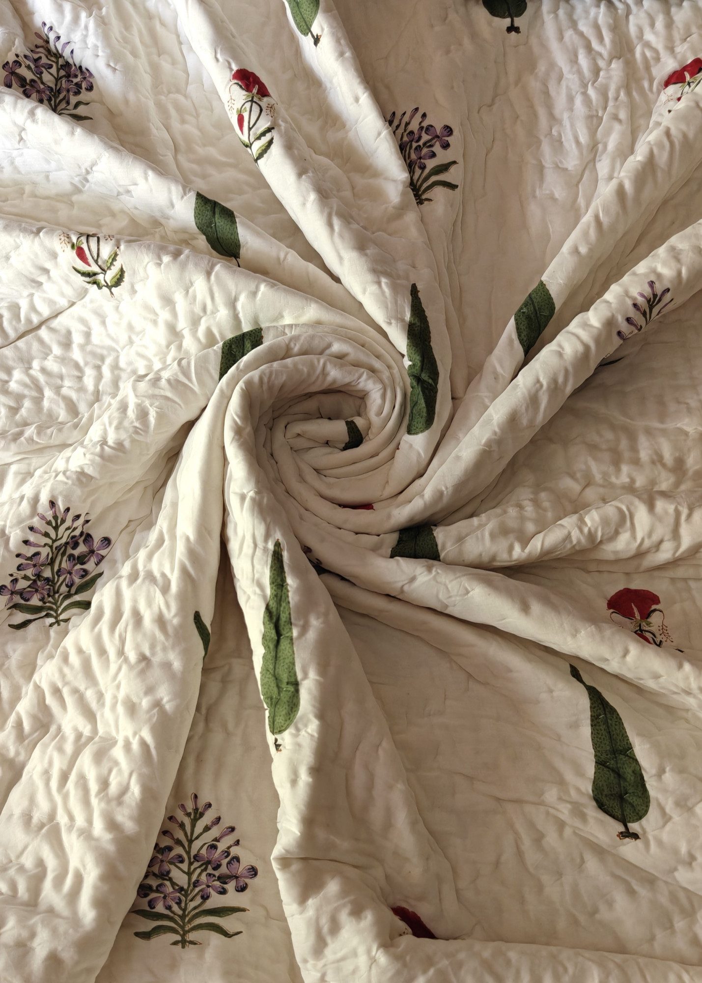 Hand Block Print Mulmul Quilt - Noor Soft Jaipuri Razai Double