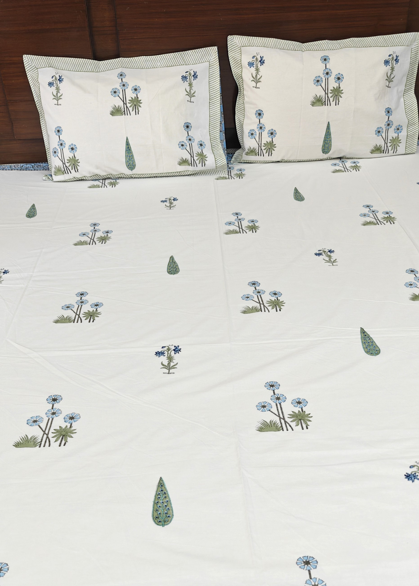 Jaipuri Block Print Bedsheet - Kesariya Threads Hand Block Print Cotton King Size
